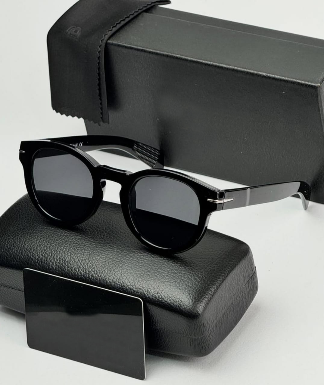 David Beckham Inspired Classic Round Sunglasses - BlackFrame, BlackLens, Retro Style