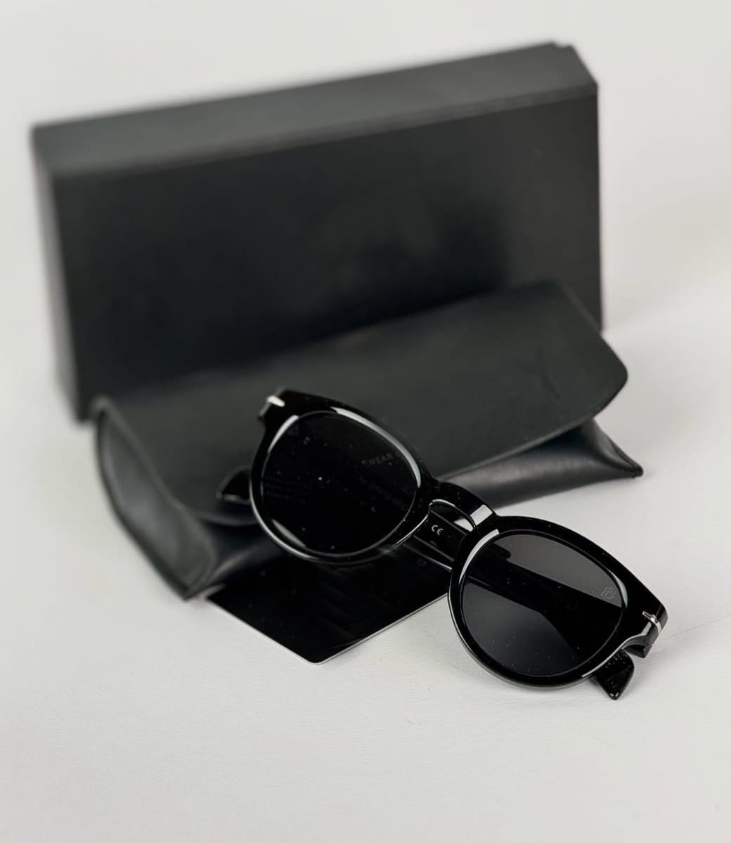 David Beckham Inspired Classic Round Sunglasses - BlackFrame, BlackLens, Retro Style