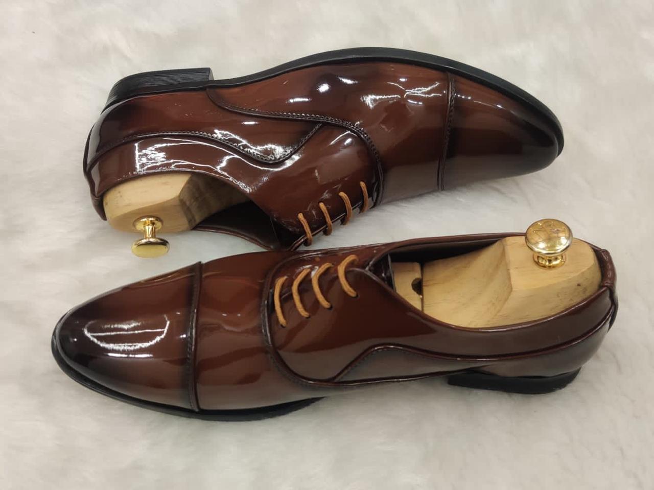 Ethnic Shiny Black and Brown Mens Party Wear Premium Quality Formal Shoes - FunkyTradition
