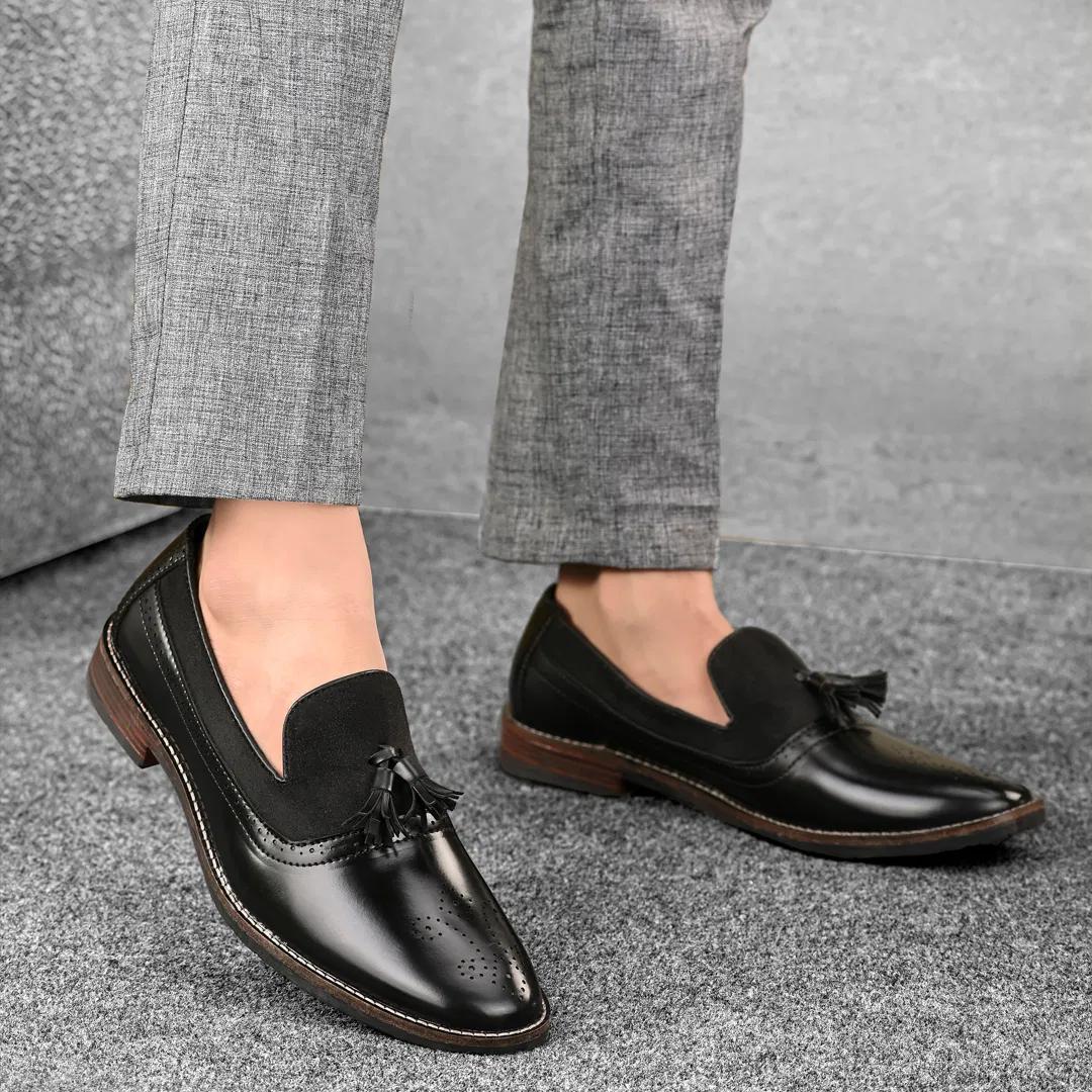 Fashionable Croc Tassel Moccasins Formal Loafer Shoes For Office, Wedding And Party Wear-FunkyTradition