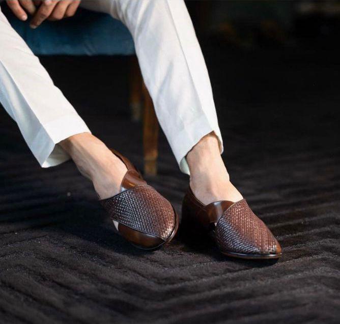 Fashionable Peshawari Suede Loafer Shoes For Partywear and Casual Wear-FunkyTradition