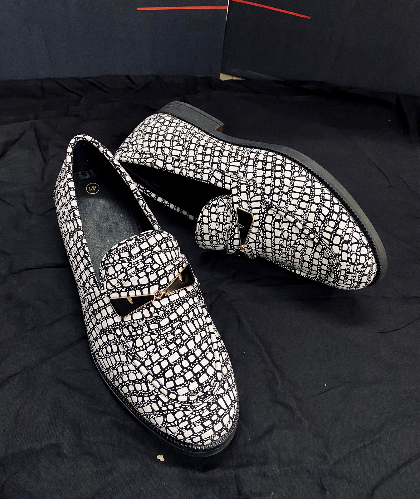 White Crocodile Pattern Moccasins Casual And Party Wear Shoes For Men- FunkyTradition