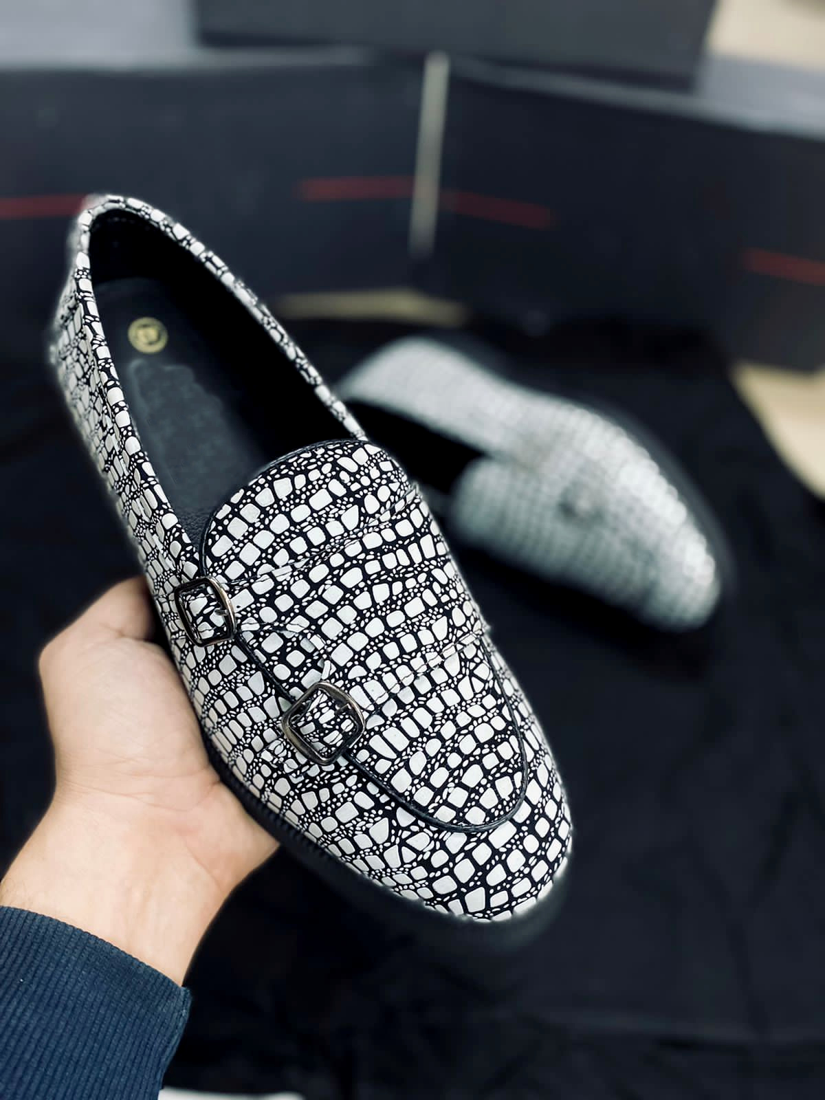 Crocodile Pattern Moccasins Casual And Party Wear Shoes For Men- FunkyTradition