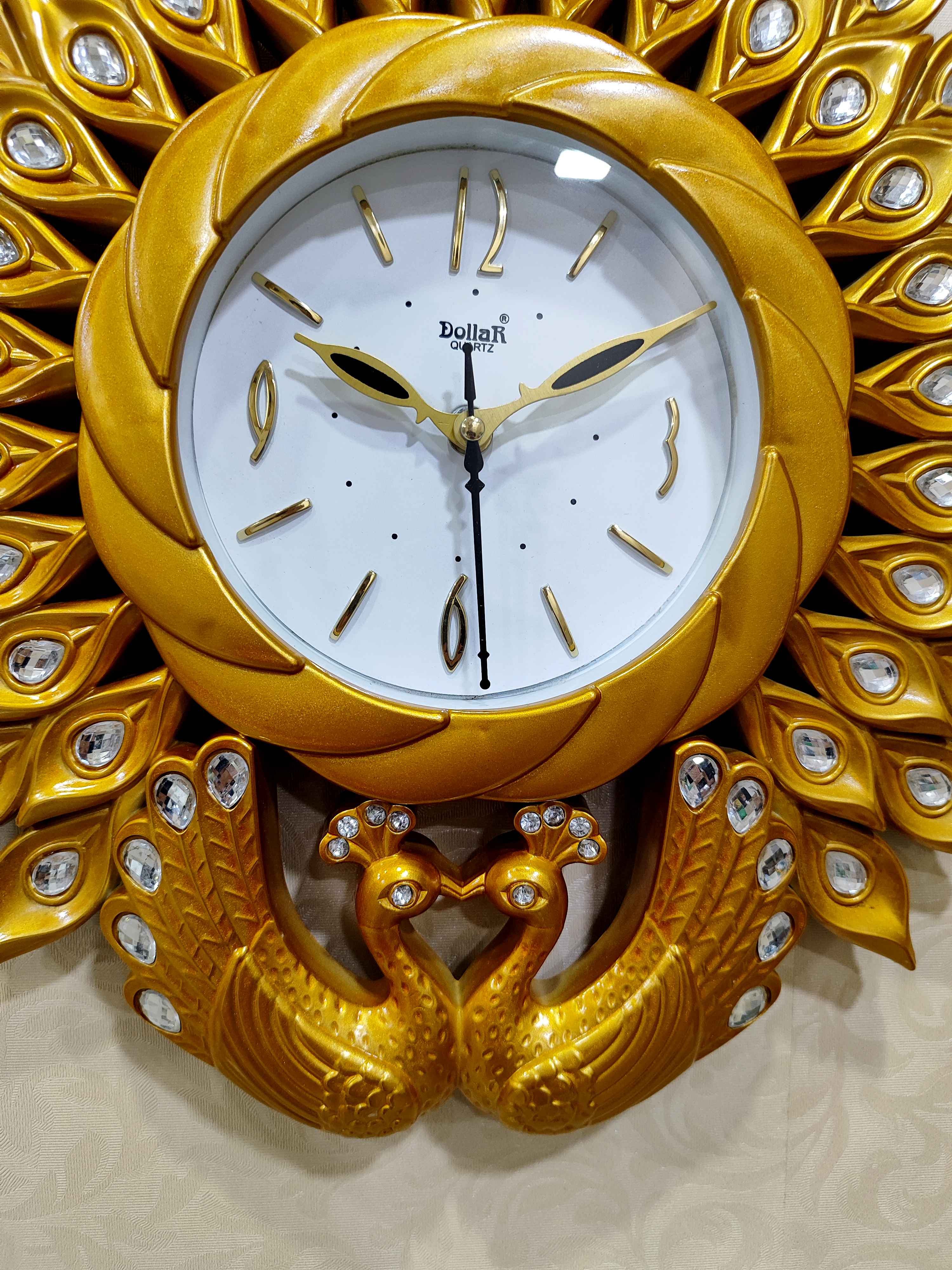 Peacock Wall Clock – Luxury Decorative 3D Designer Clock in Golden & Brown