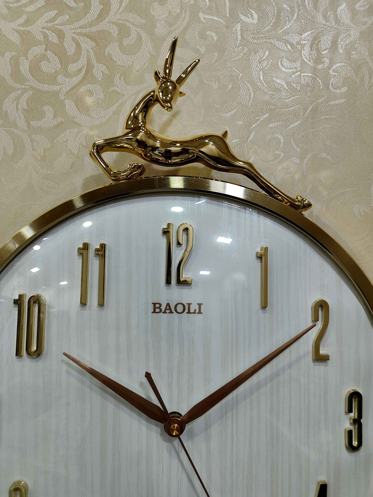 Luxury Deer Wall Clock with Pendulum – 14"x18" Antique Gold Finish