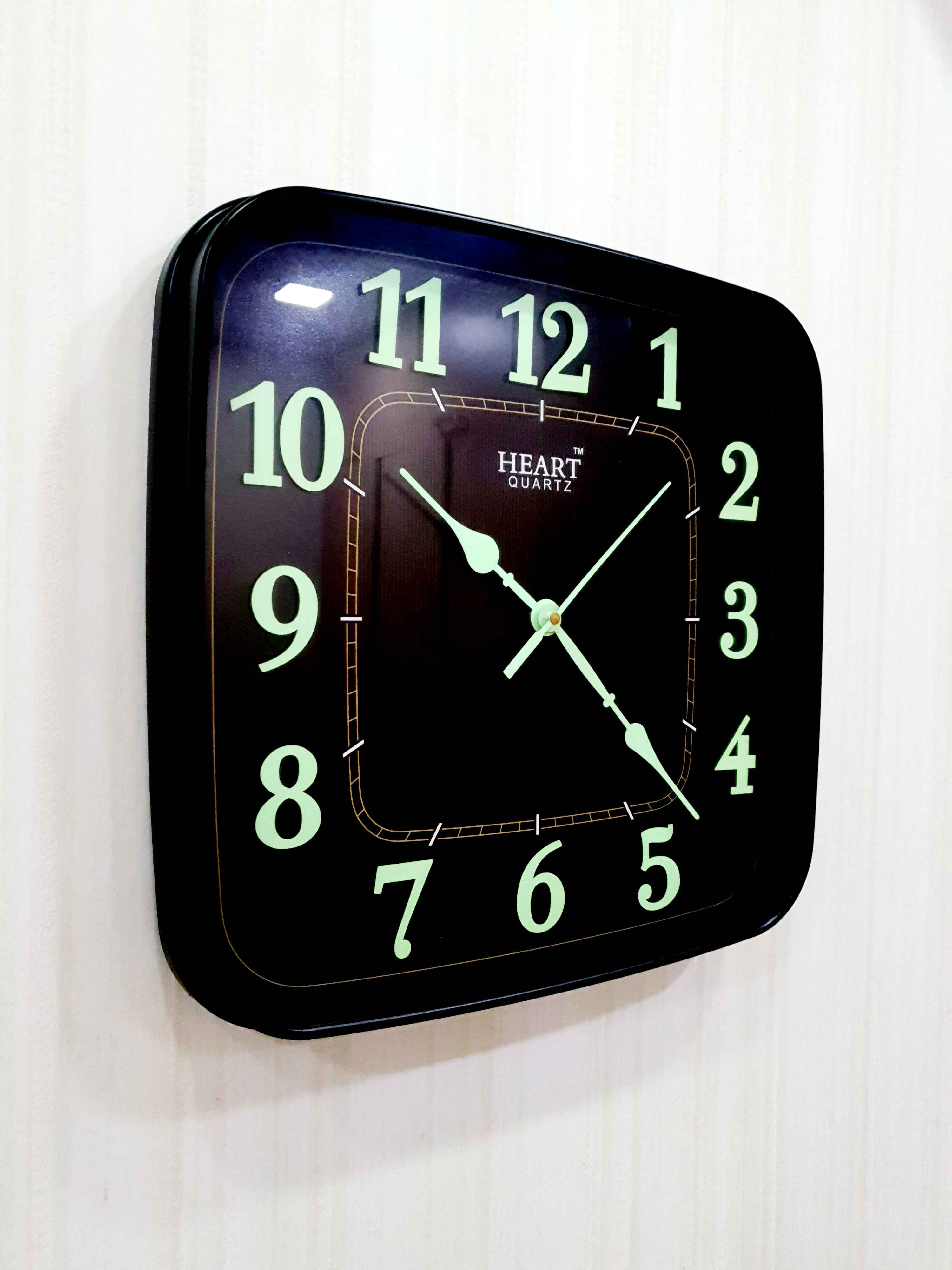 FunkyTradition Classic Design Black Radium Square Wall Clock, Wall Watch, Wall Decor for Home Office Decor and Gifts 31 CM Tall