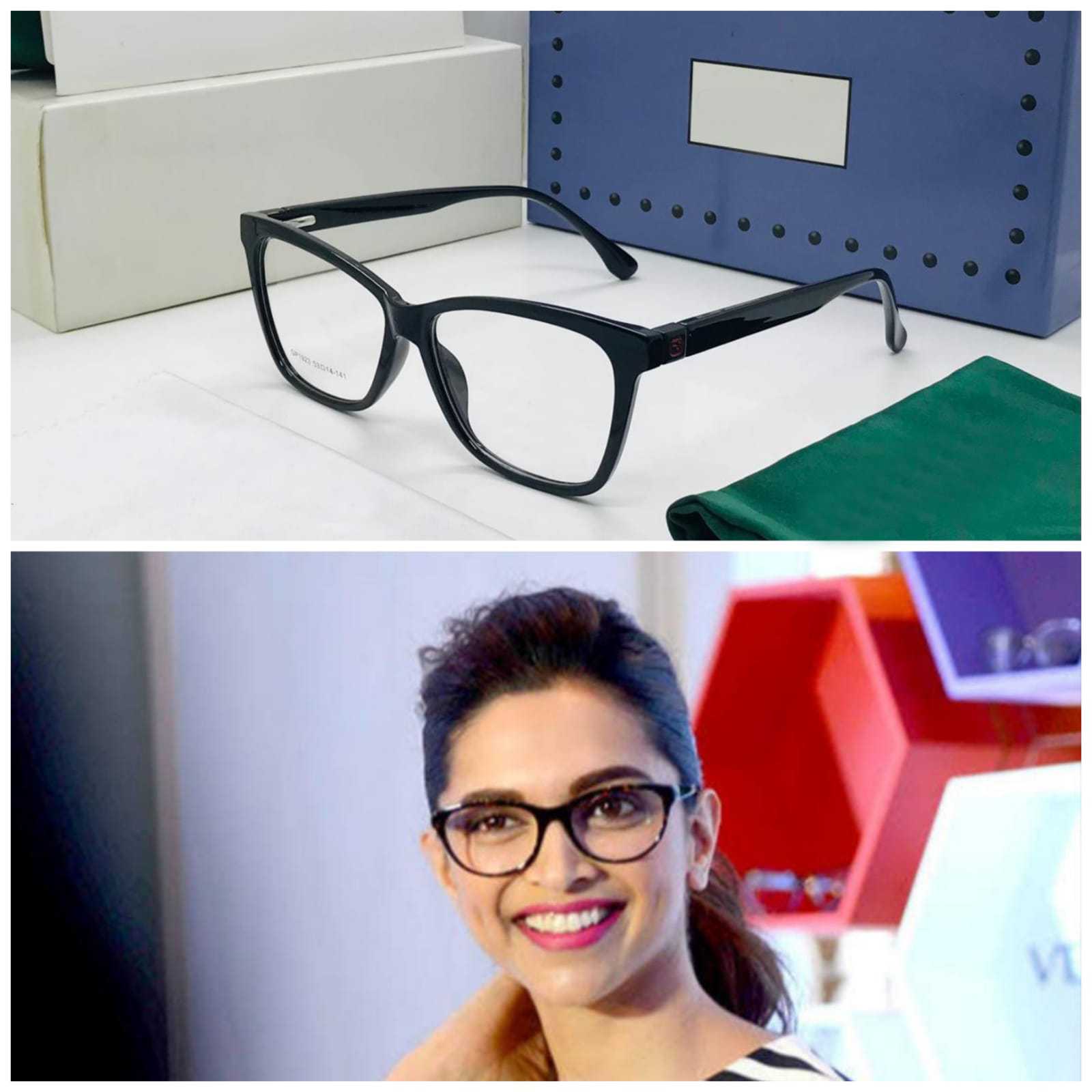 Deepika Padukone Inspired Black Cat-Eye Eyeglasses Frame