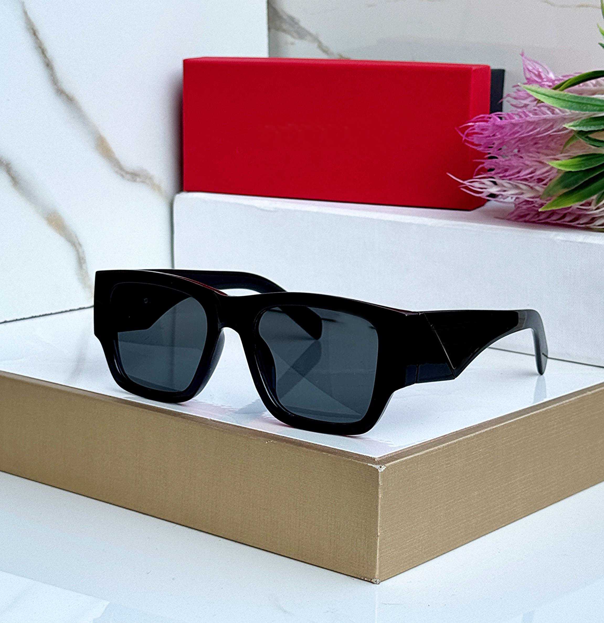 Bold Rectangular Sunglasses with Wide Tapered Arms - Black