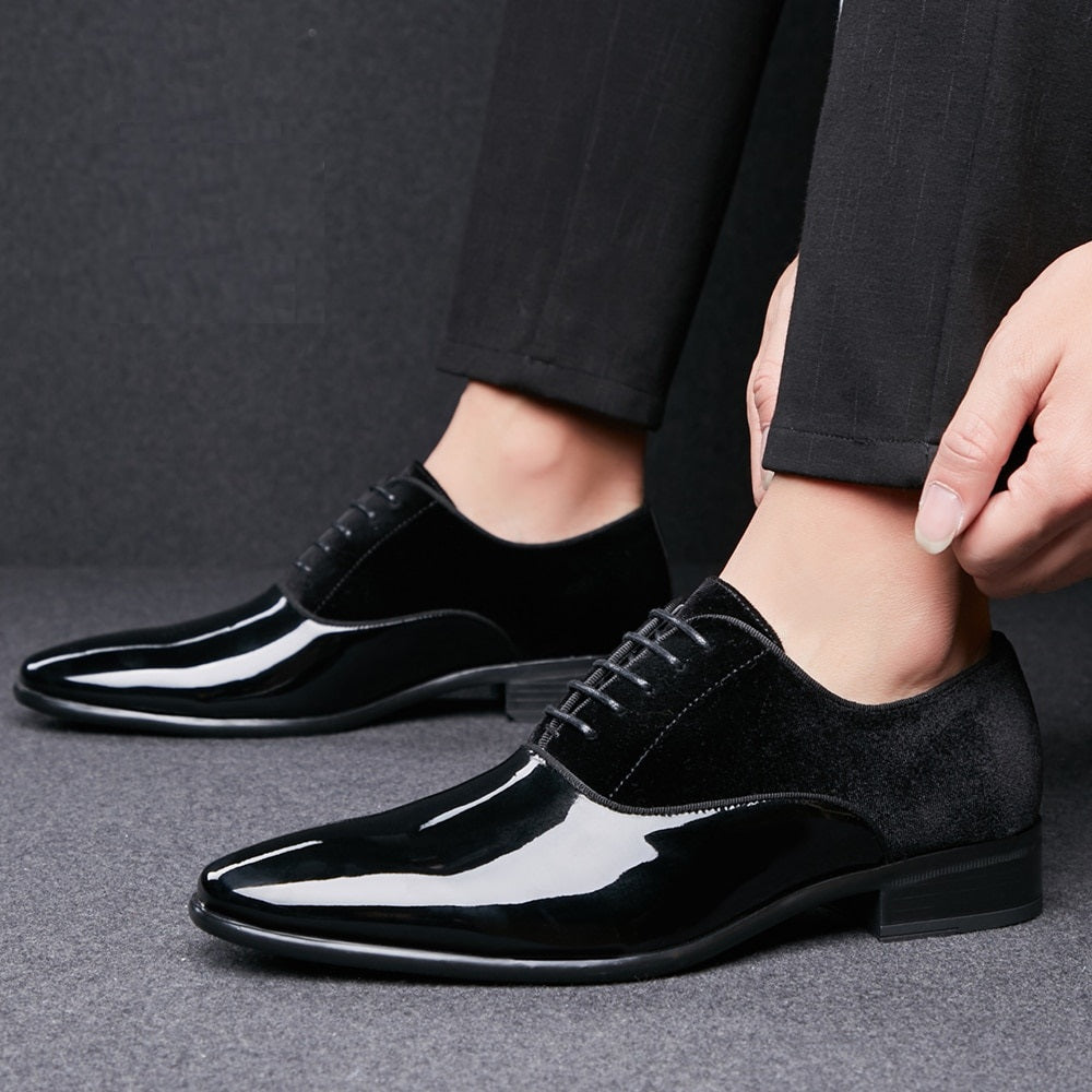 FunkyTradition Classy Office, Wedding, Party Wear Black Shoes With Lace-Up