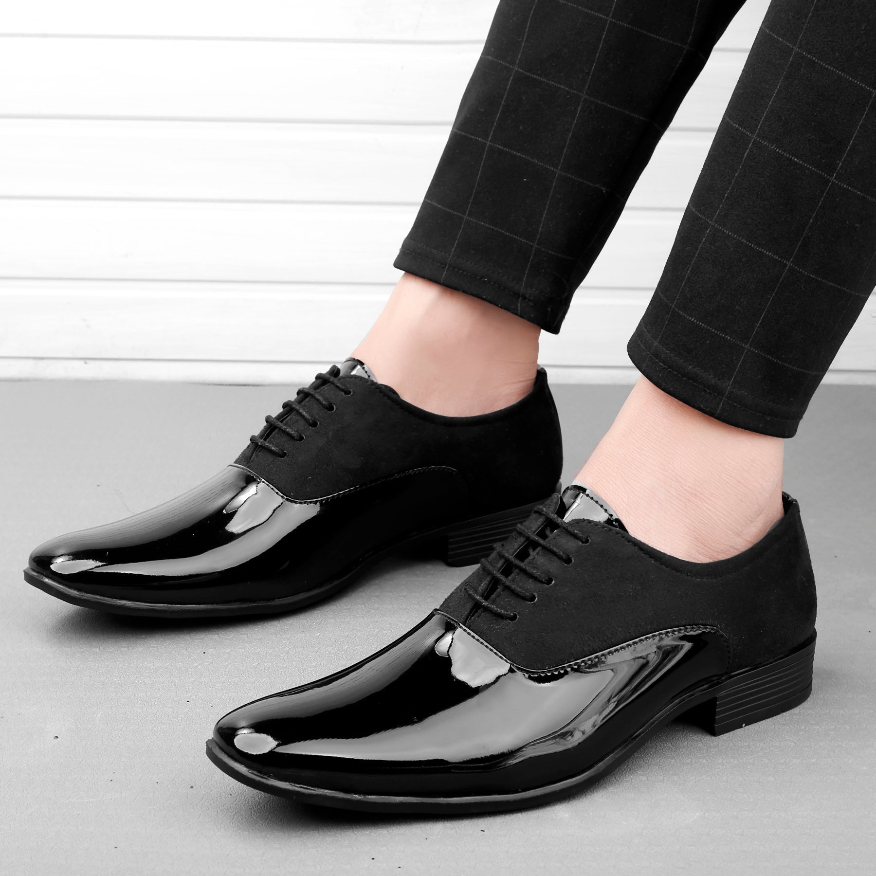 FunkyTradition Classy Office, Wedding, Party Wear Black Shoes With Lace-Up