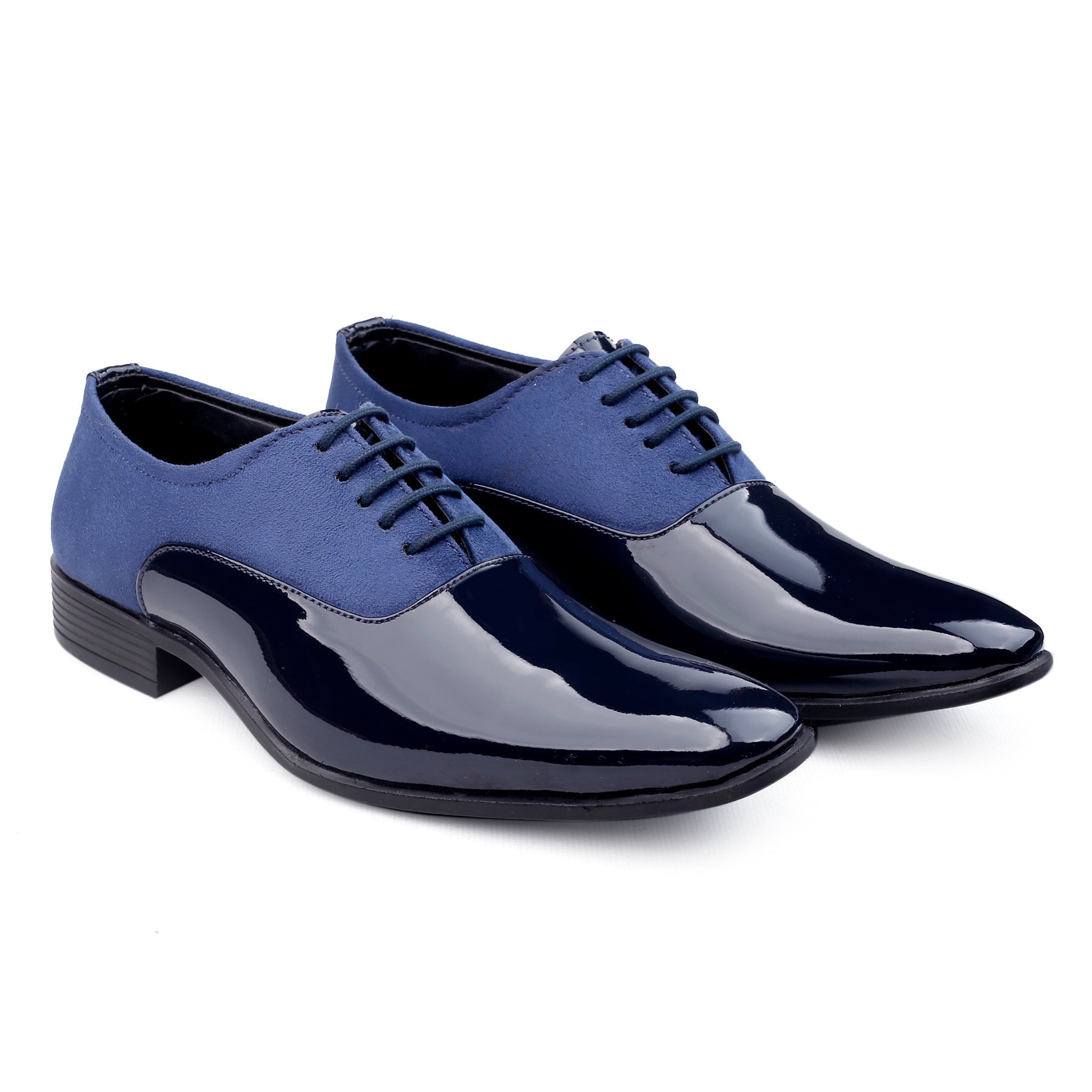 FunkyTradition Classy Office, Wedding, Party Wear Blue Shoes With Lace-Up