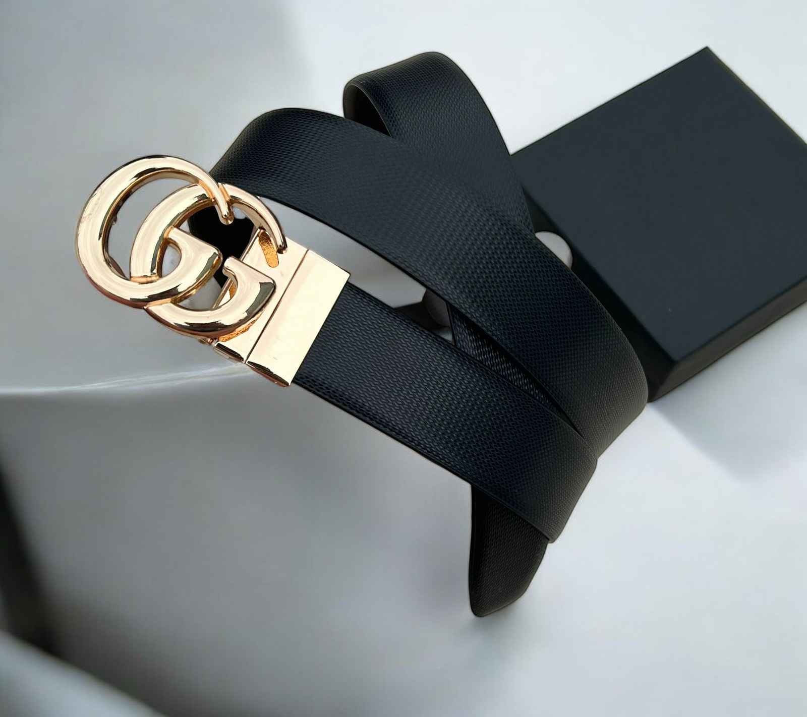FunkyTradition Luxury Leather Belt with Iconic Double G Buckle – Sleek and Stylish Design