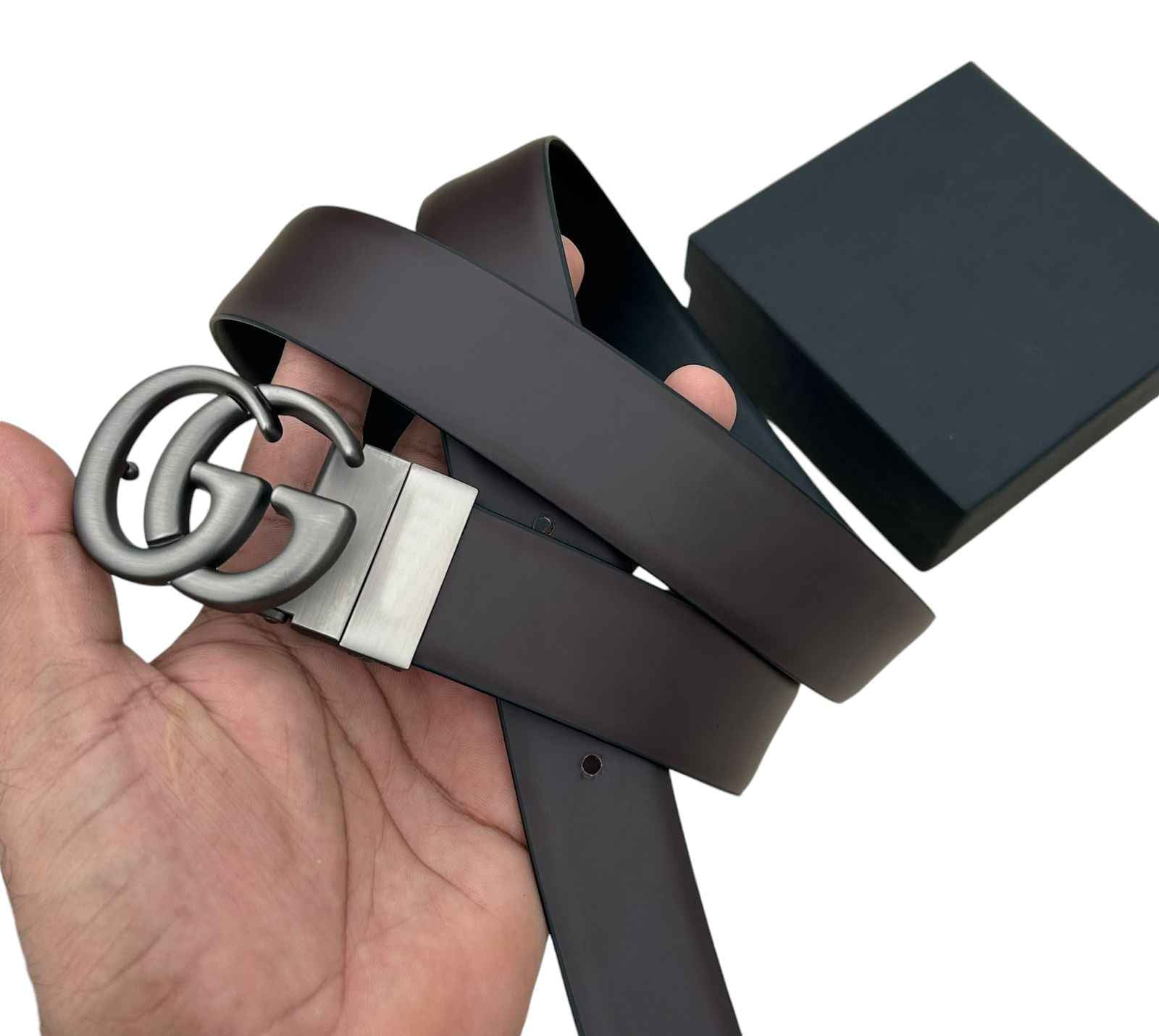 FunkyTradition Luxury Leather Belt with Iconic Double G Buckle – Sleek and Stylish Design