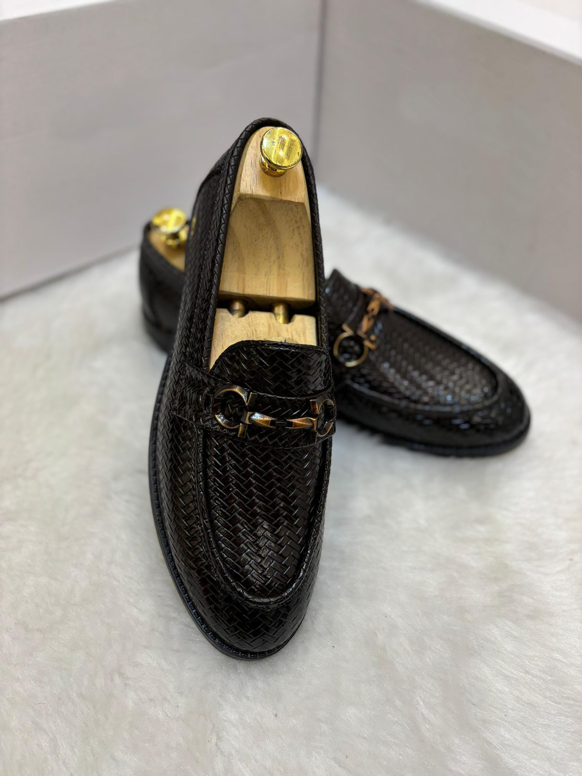 FunkyTradition Men Black Brown Colour Buckle Woven Moccasins Outdoor Formal Casual Ethnic Loafer