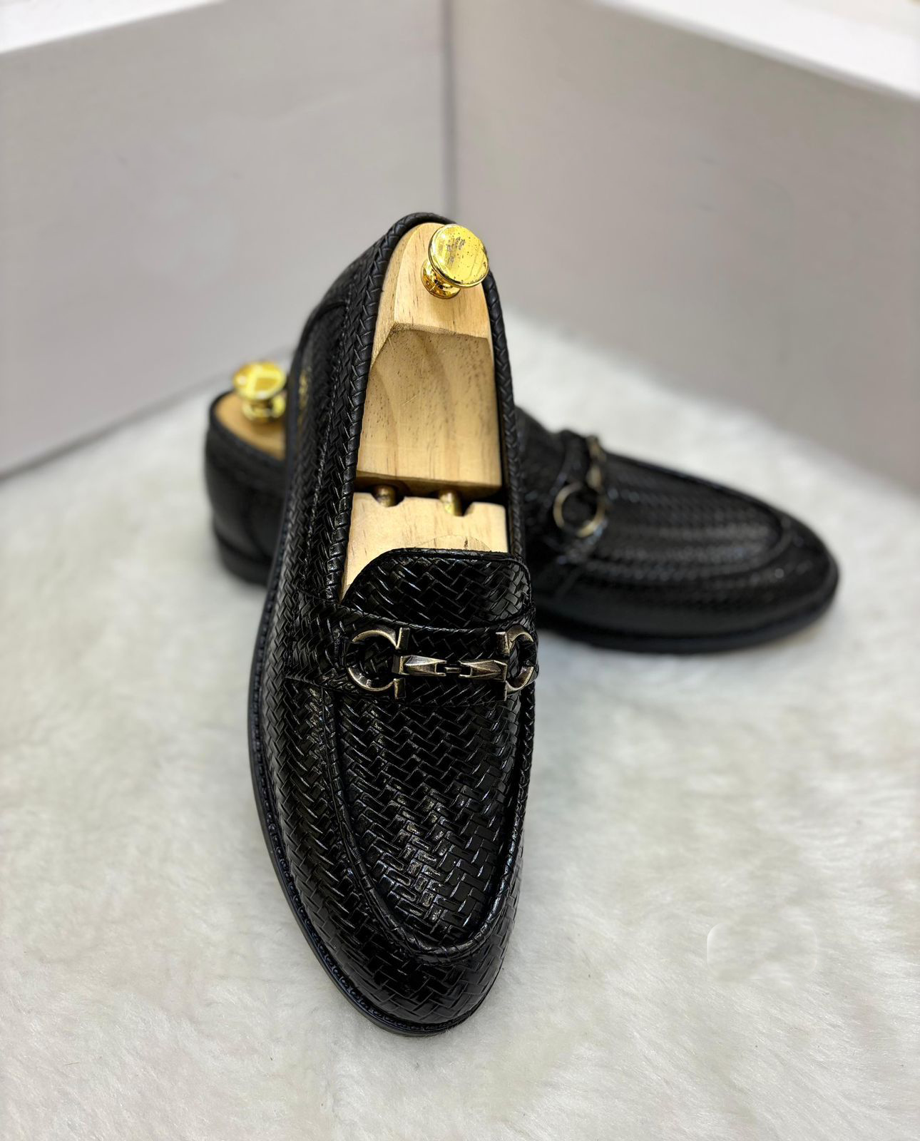 FunkyTradition Men Black Brown Colour Buckle Woven Moccasins Outdoor Formal Casual Ethnic Loafer