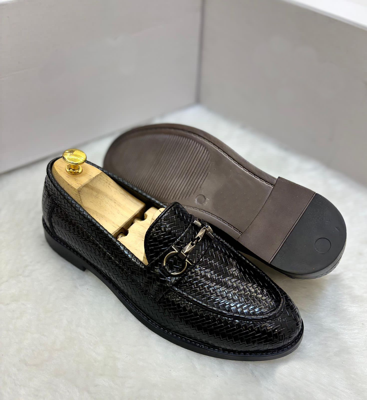 FunkyTradition Men Black Brown Colour Buckle Woven Moccasins Outdoor Formal Casual Ethnic Loafer