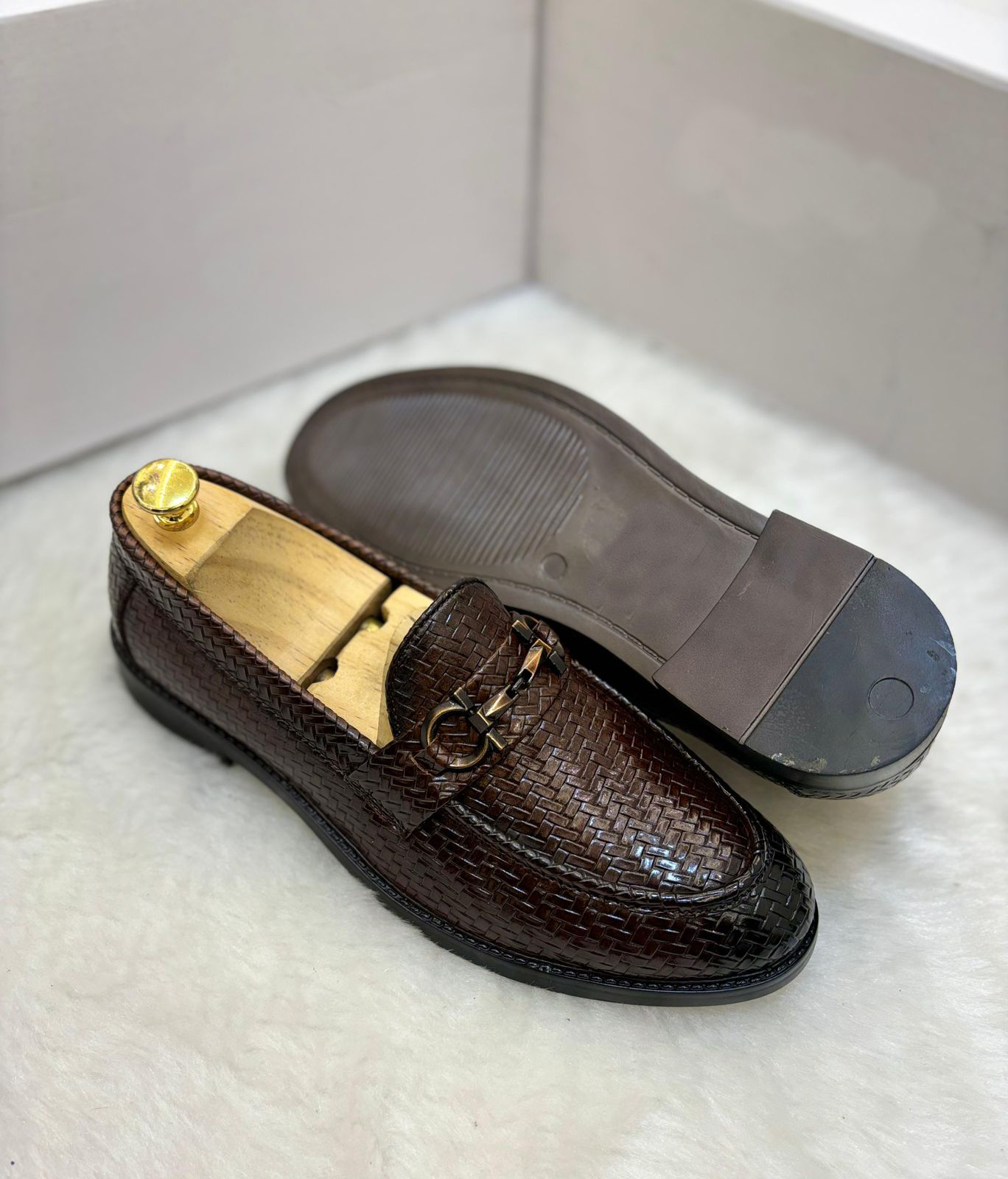 FunkyTradition Men Black Brown Colour Buckle Woven Moccasins Outdoor Formal Casual Ethnic Loafer