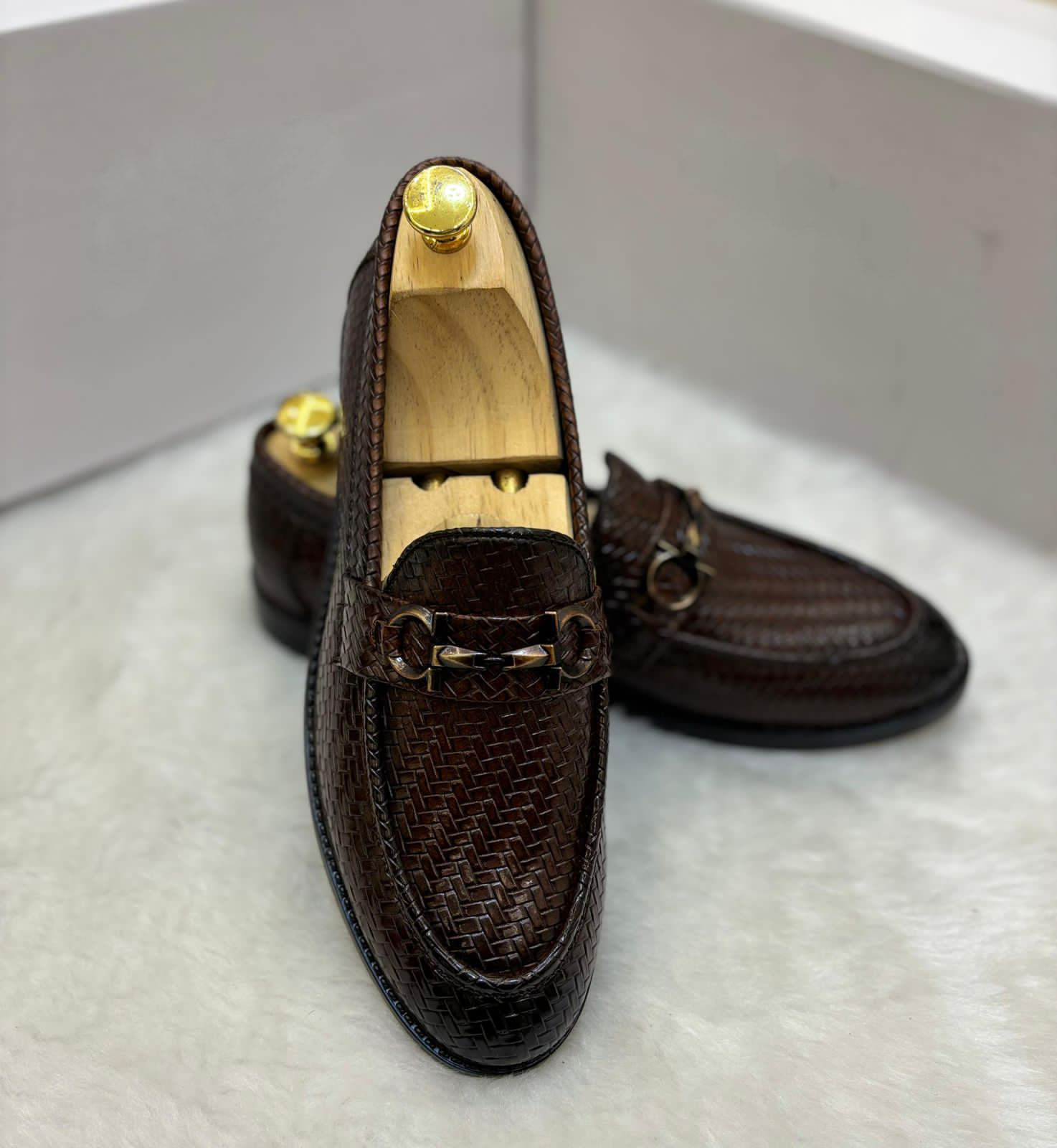 FunkyTradition Men Black Brown Colour Buckle Woven Moccasins Outdoor Formal Casual Ethnic Loafer