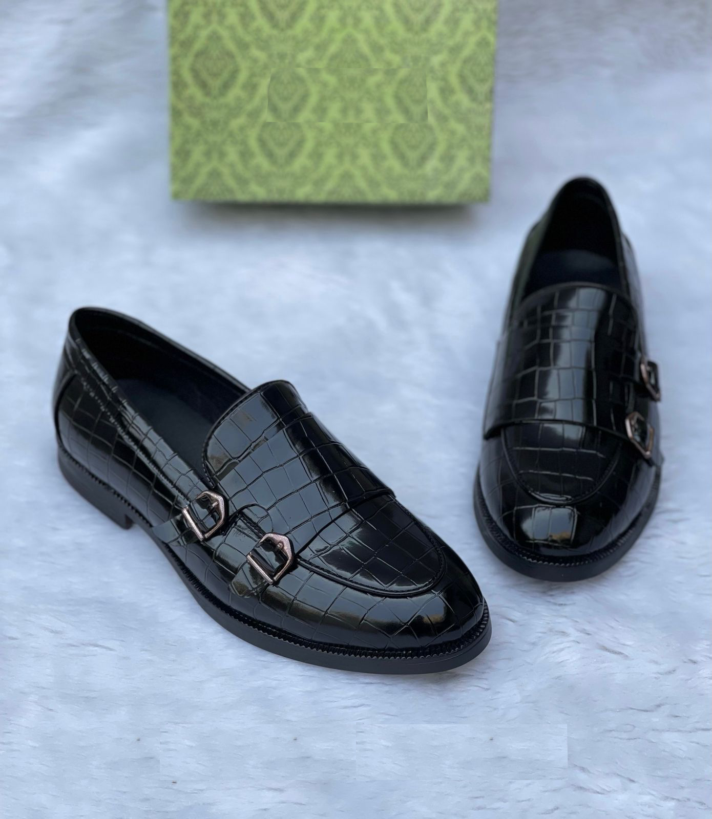 FunkyTradition Men Croc Pattern Black Colour Outdoor Formal Casual Ethnic Loafer