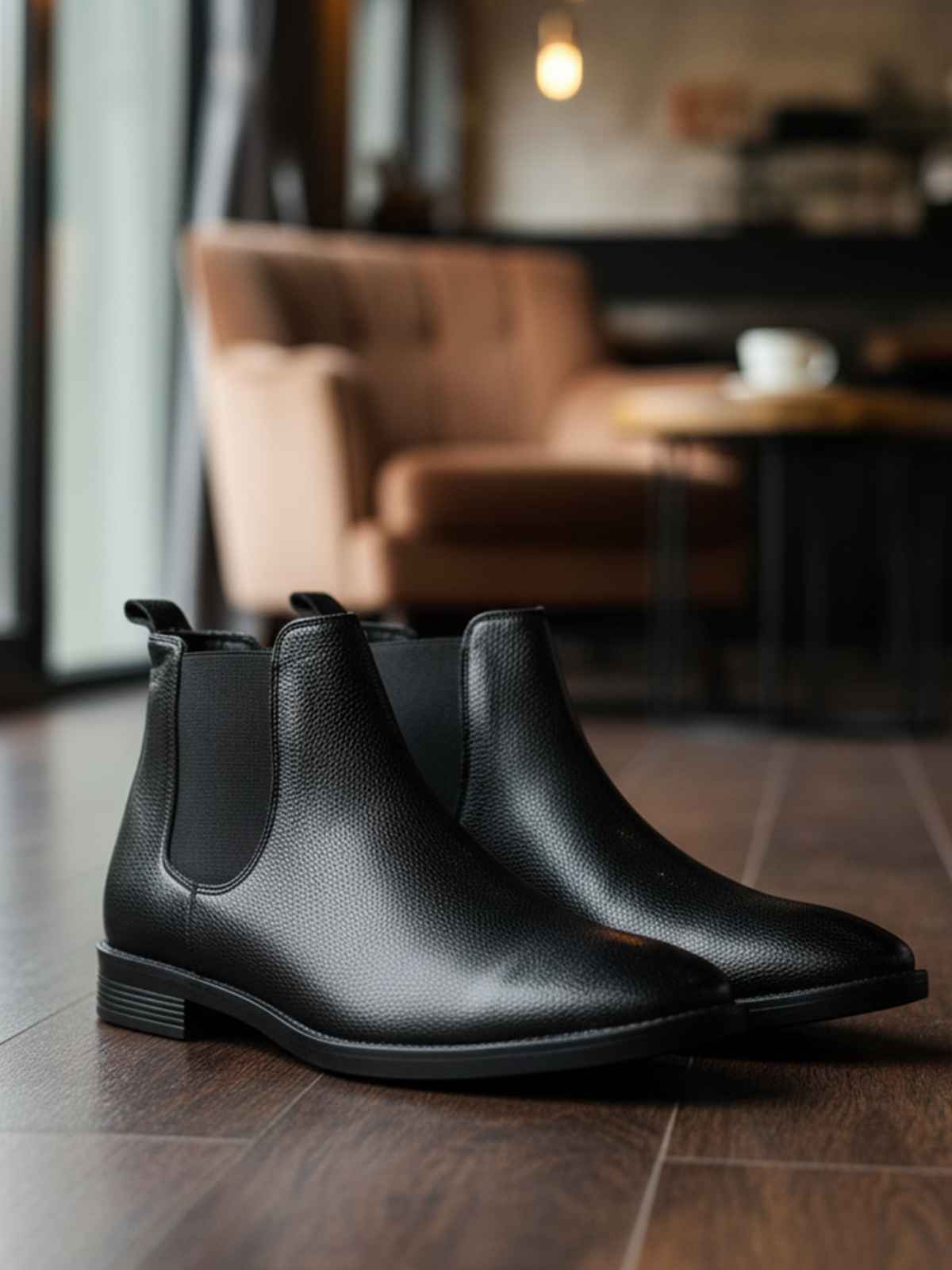 FunkyTradition Men's Black Faux Suede Chelsea Boots with elastic side gusset and durable anti-skid TPR sole (Sizes UK 6-10).