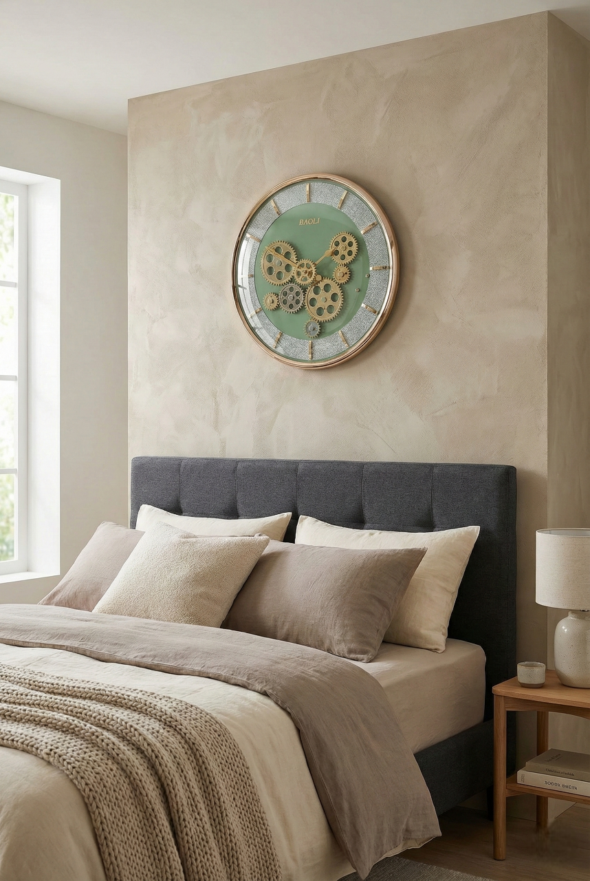 Luxury Gear Design Wall Clock with Gold Frame | Silent Quartz | Modern Designer Wall Clock