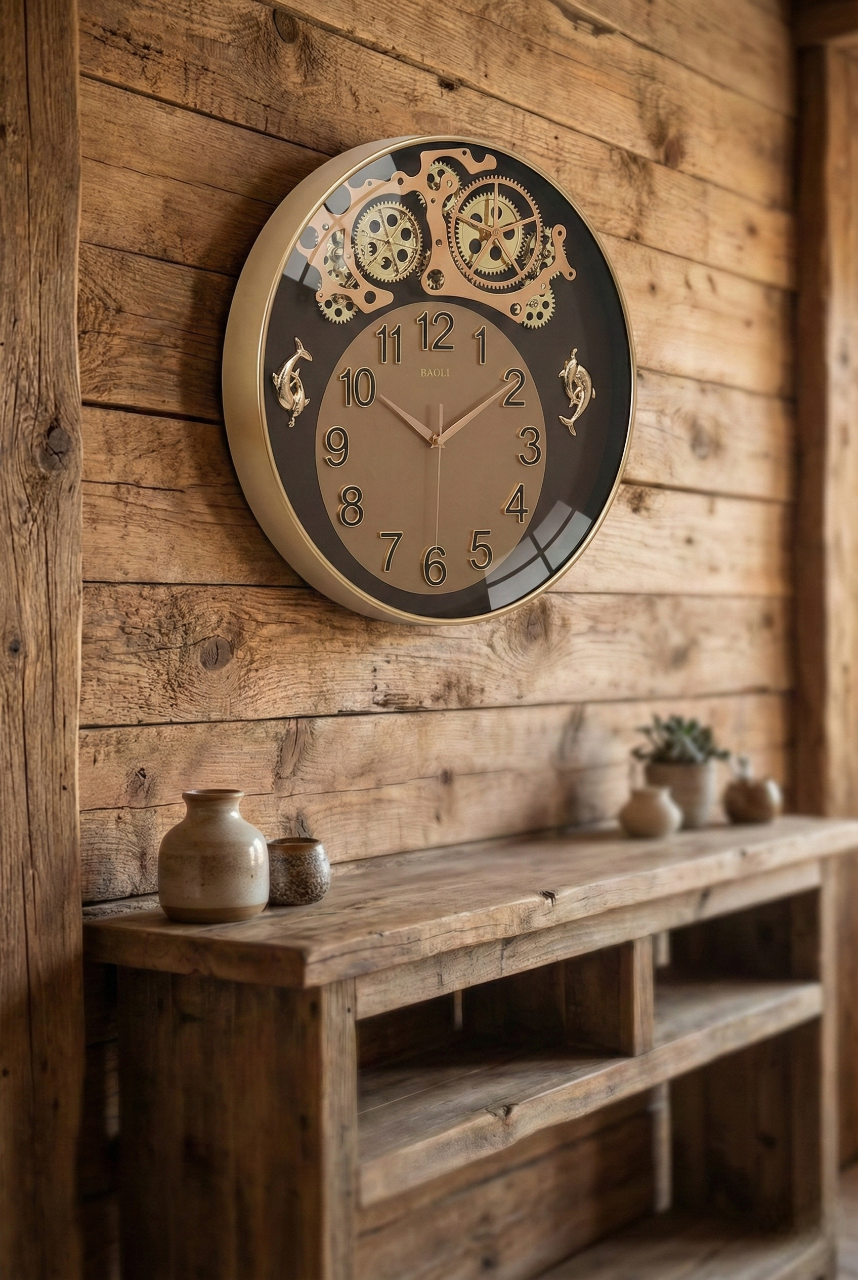 Luxury Skeleton Gear Wall Clock 16 Inch – Silent Quartz Designer Clock