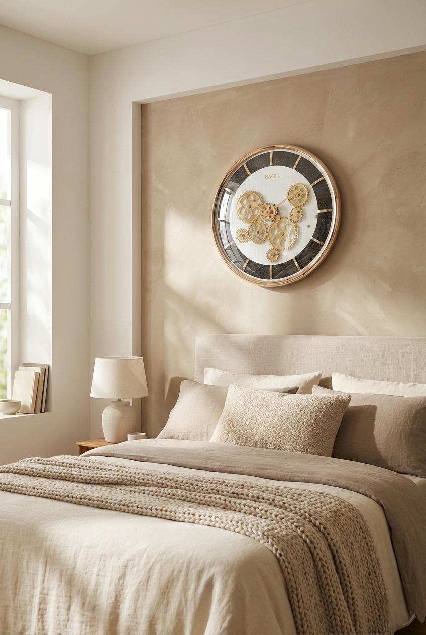 Luxury Gear Design Wall Clock with Gold Frame | Silent Quartz | Modern Designer Wall Clock
