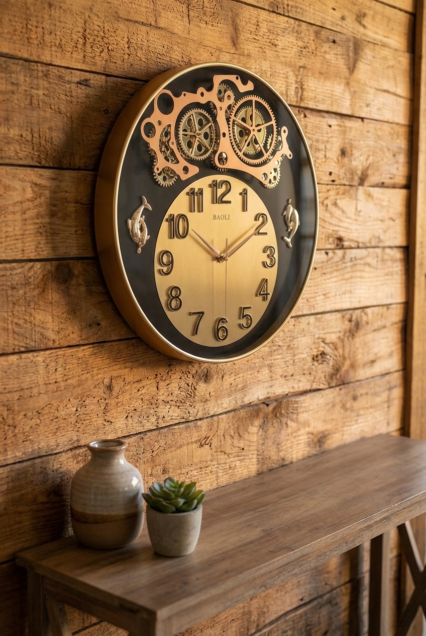 Luxury Skeleton Gear Wall Clock 16 Inch – Silent Quartz Designer Clock