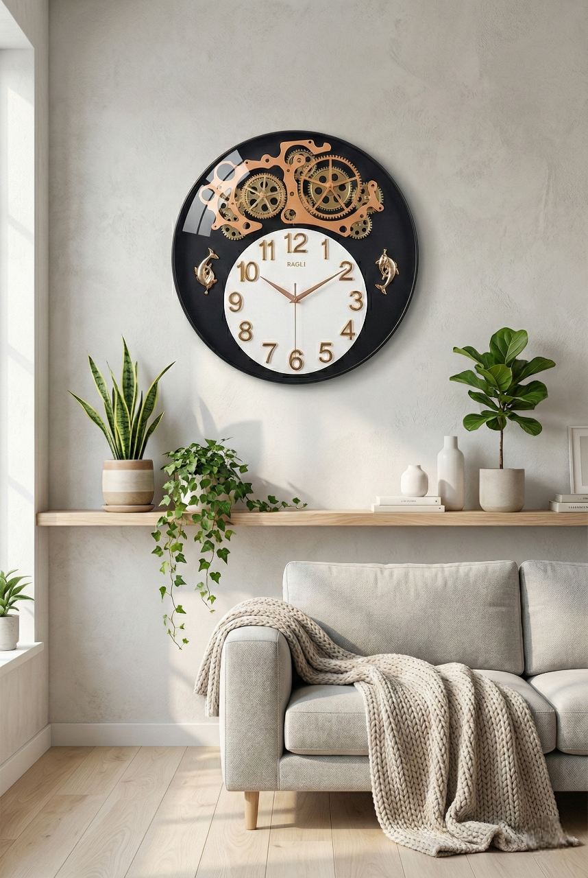 Luxury Skeleton Gear Wall Clock 16 Inch – Silent Quartz Designer Clock