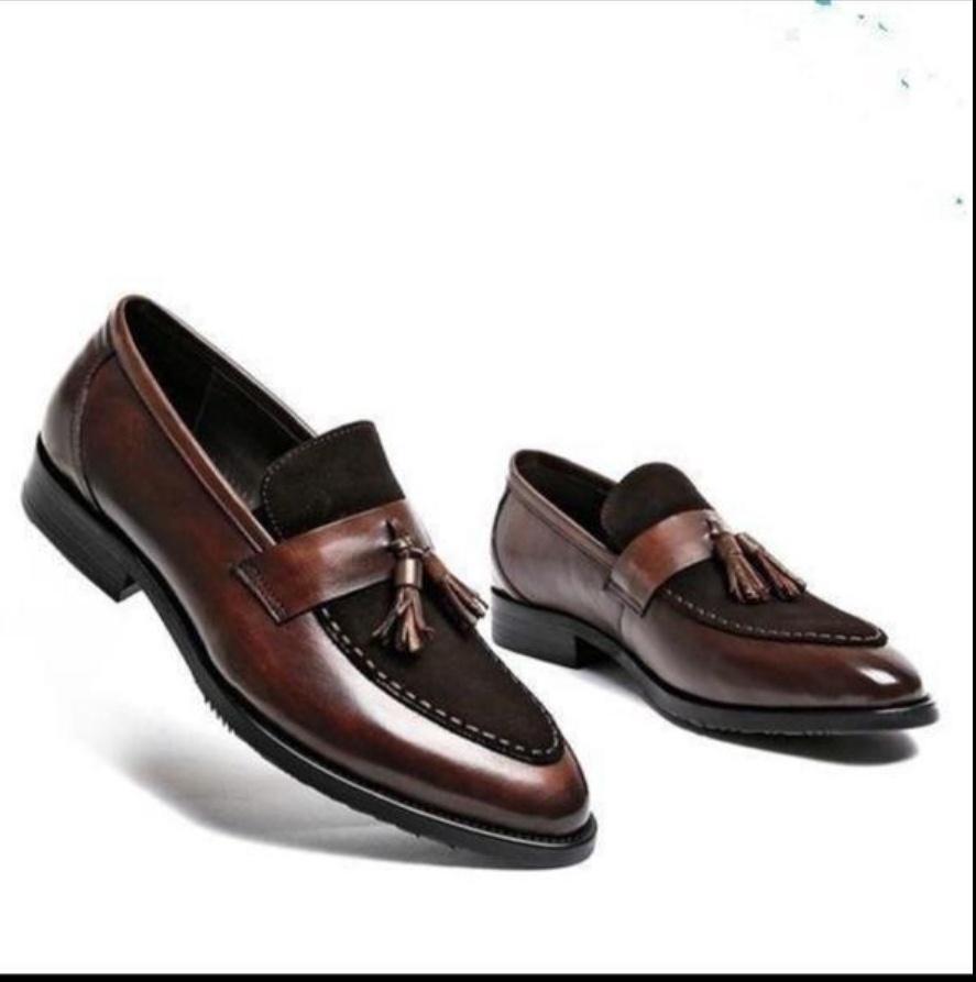 Stylish New Arrival Men Suede Shoes Fashion Pointed Business Leisure Leather Slip On Loafer Black-FunkyTradition