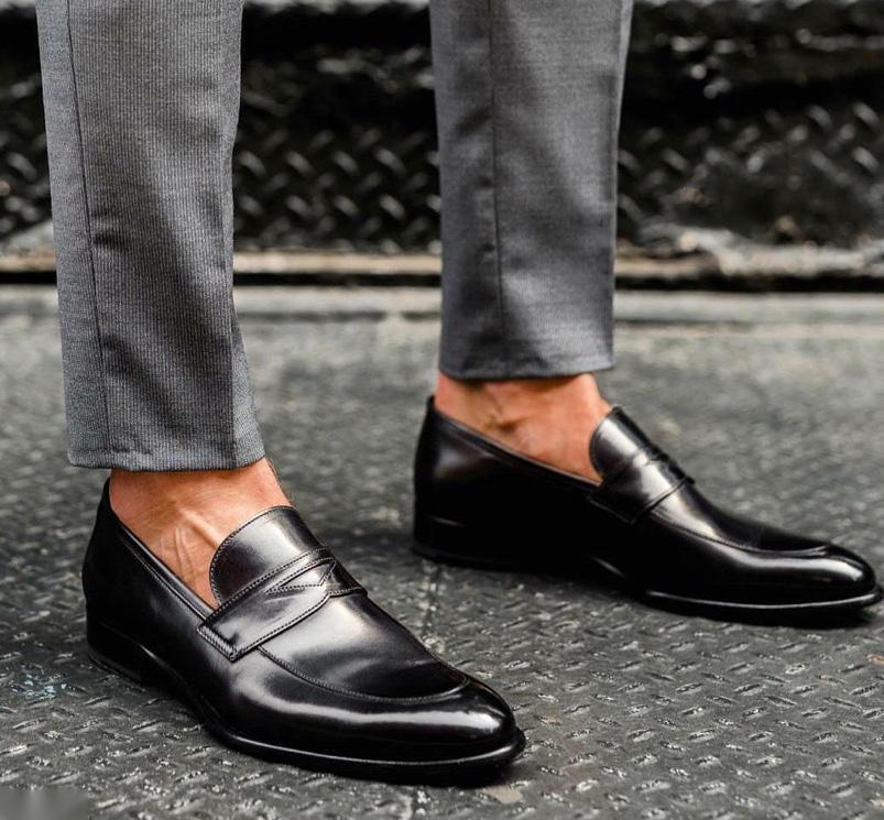 Most Stylish Men Suede Shoes Fashion Pointed Business And Partywear Leather Slip On Loafer Black-FunkyTradition