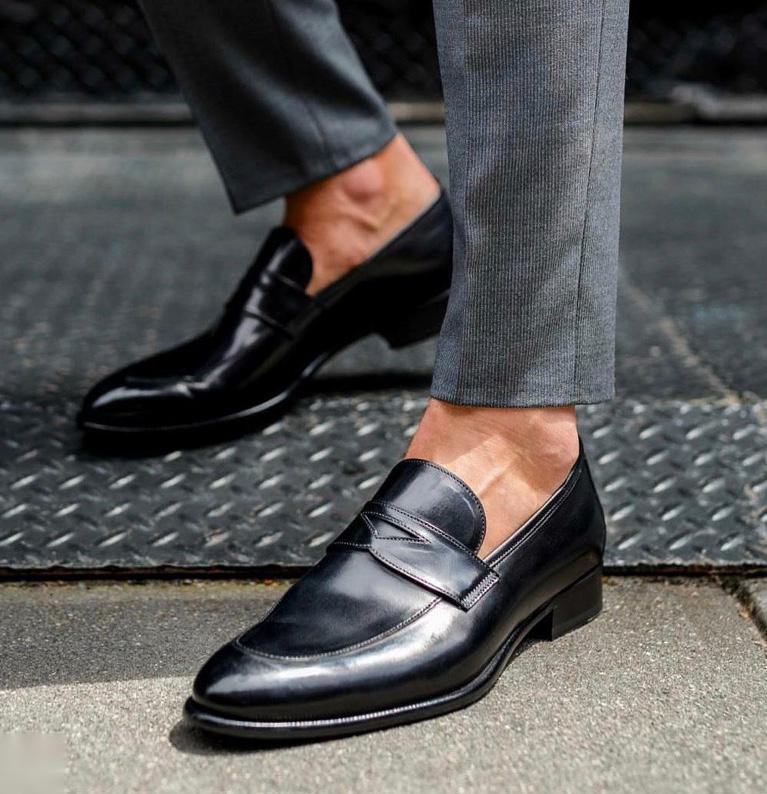 Most Stylish Men Suede Shoes Fashion Pointed Business And Partywear Leather Slip On Loafer Black-FunkyTradition