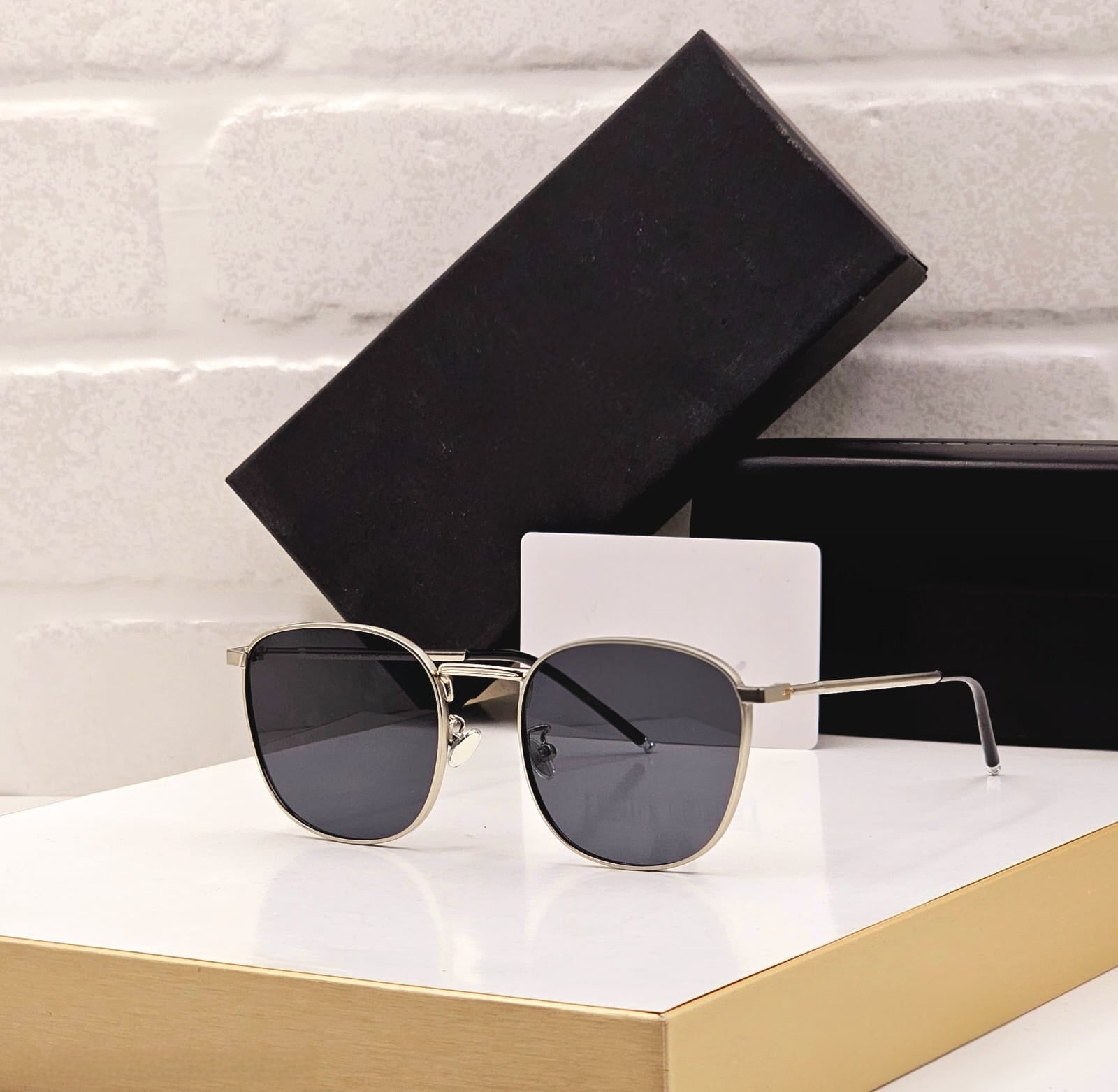 Unisex Bold Oversized Round Sunglasses | Gold Bar Accent UV Protected Shades for Men & Women