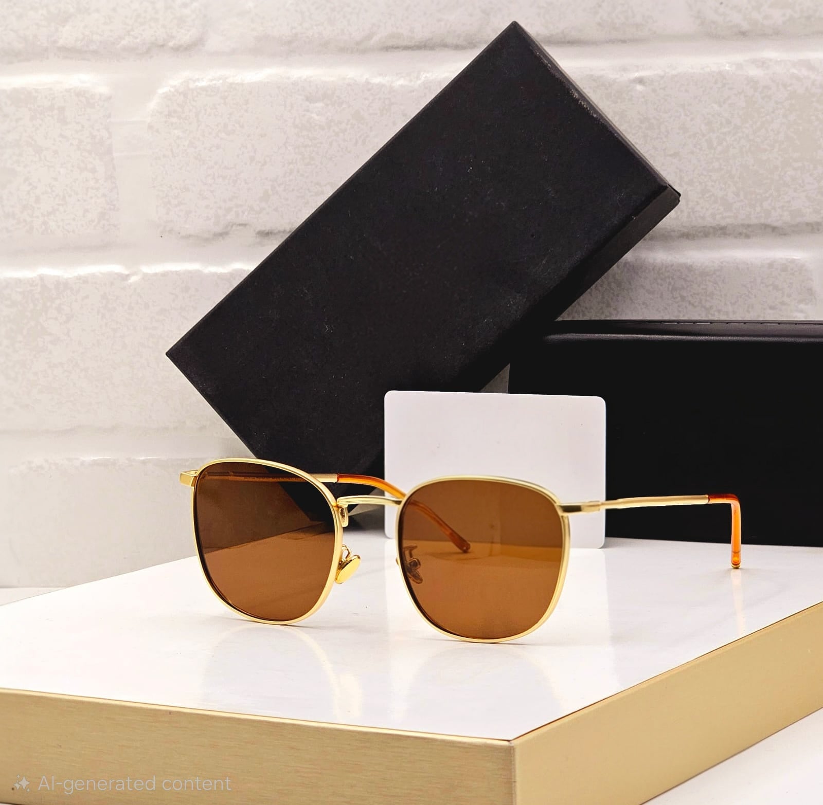 Unisex Bold Oversized Round Sunglasses | Gold Bar Accent UV Protected Shades for Men & Women