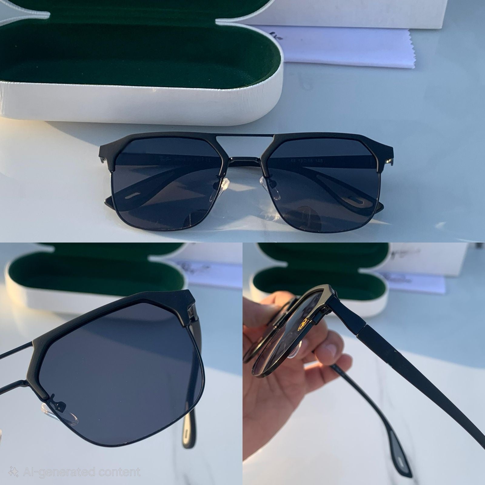 Stylish 2-in-1 Clip-On Chasma Frame with Polarized Sunglass Lens (Black & Green)