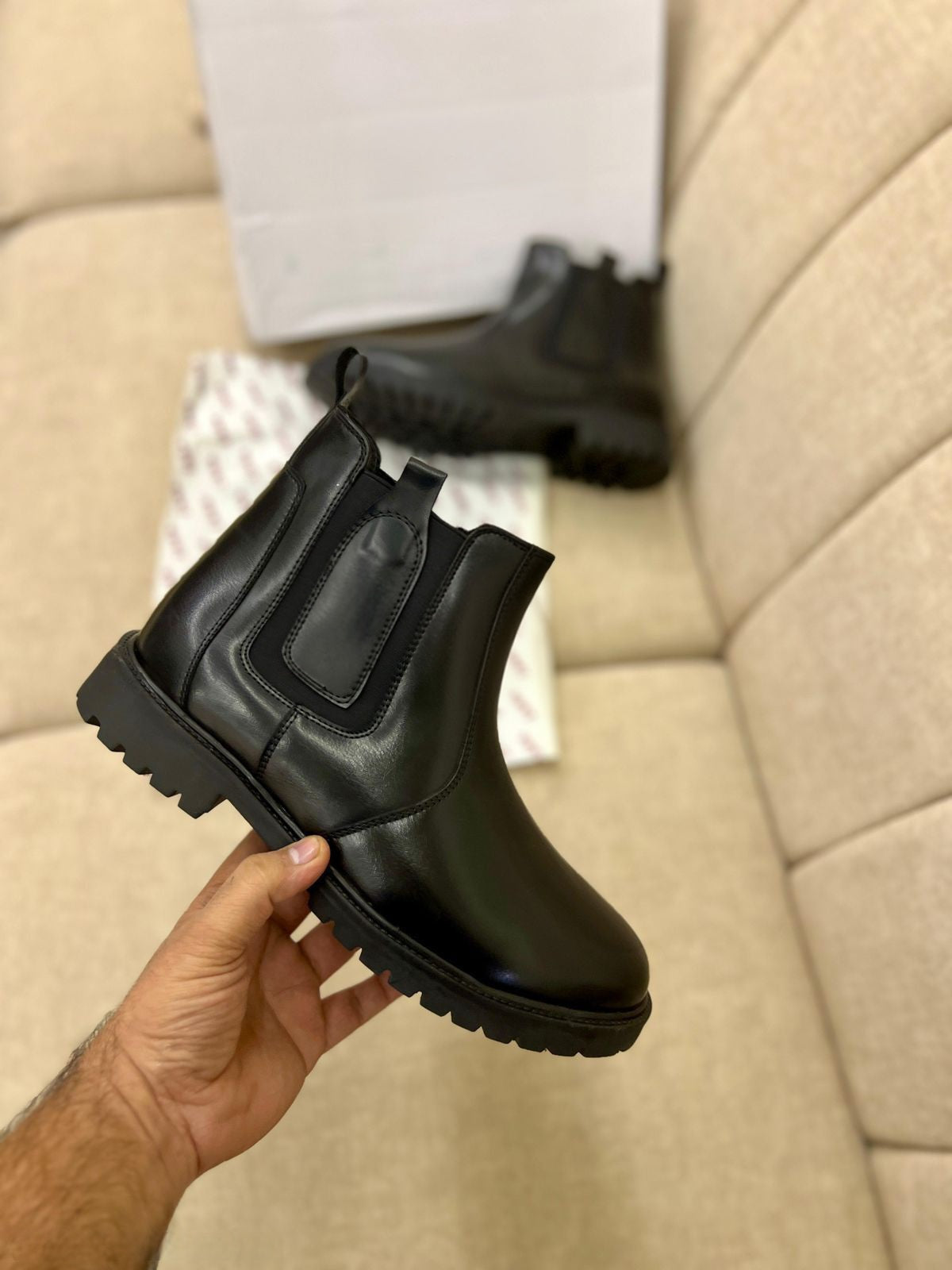 FunkyTradition Men's Black High-Ankle Chelsea Boots - Premium Suede Faux Leather - (UK 6-10)