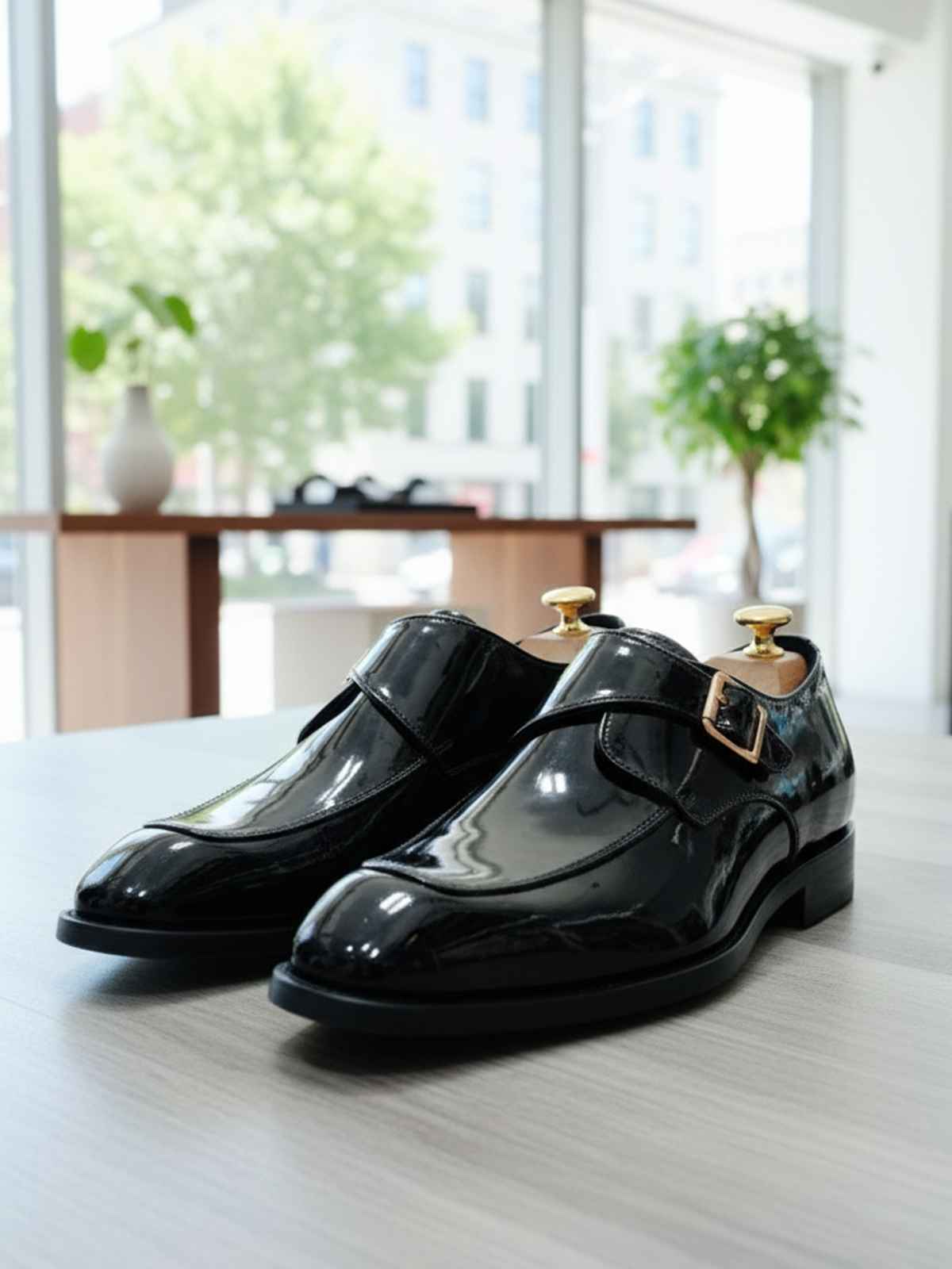 FunkyTradition Men's Black Monk Strap Formal Shoes | Premium Faux Suede Leather | UK 6-10 | Office & Party Wear