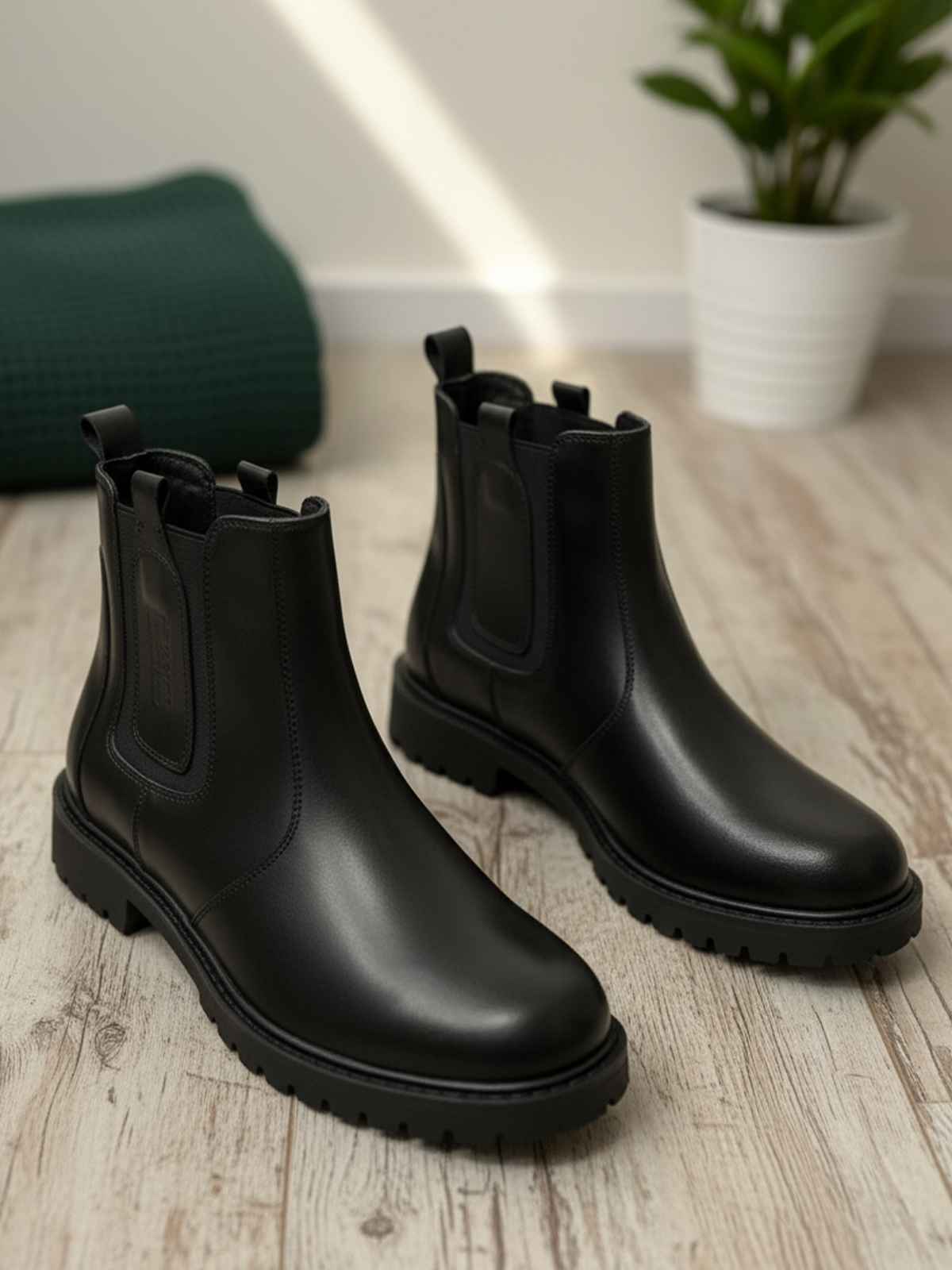 FunkyTradition Men's Black High-Ankle Chelsea Boots - Premium Suede Faux Leather - (UK 6-10)