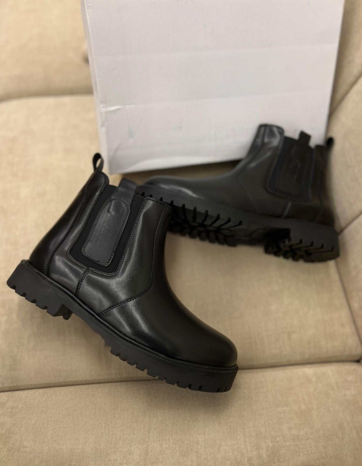 FunkyTradition Men's Black High-Ankle Chelsea Boots - Premium Suede Faux Leather - (UK 6-10)