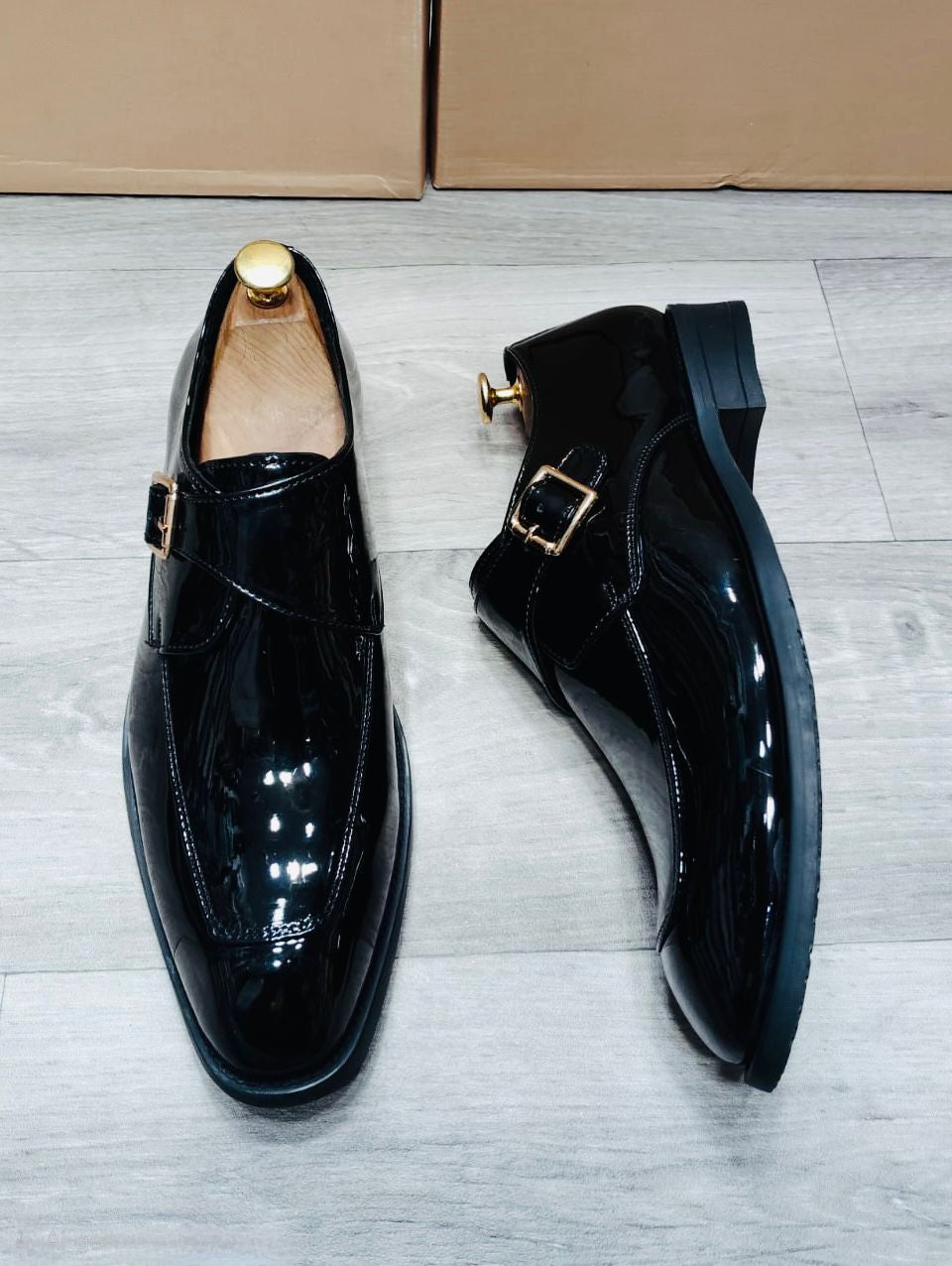 FunkyTradition Men's Black Monk Strap Formal Shoes | Premium Faux Suede Leather | UK 6-10 | Office & Party Wear