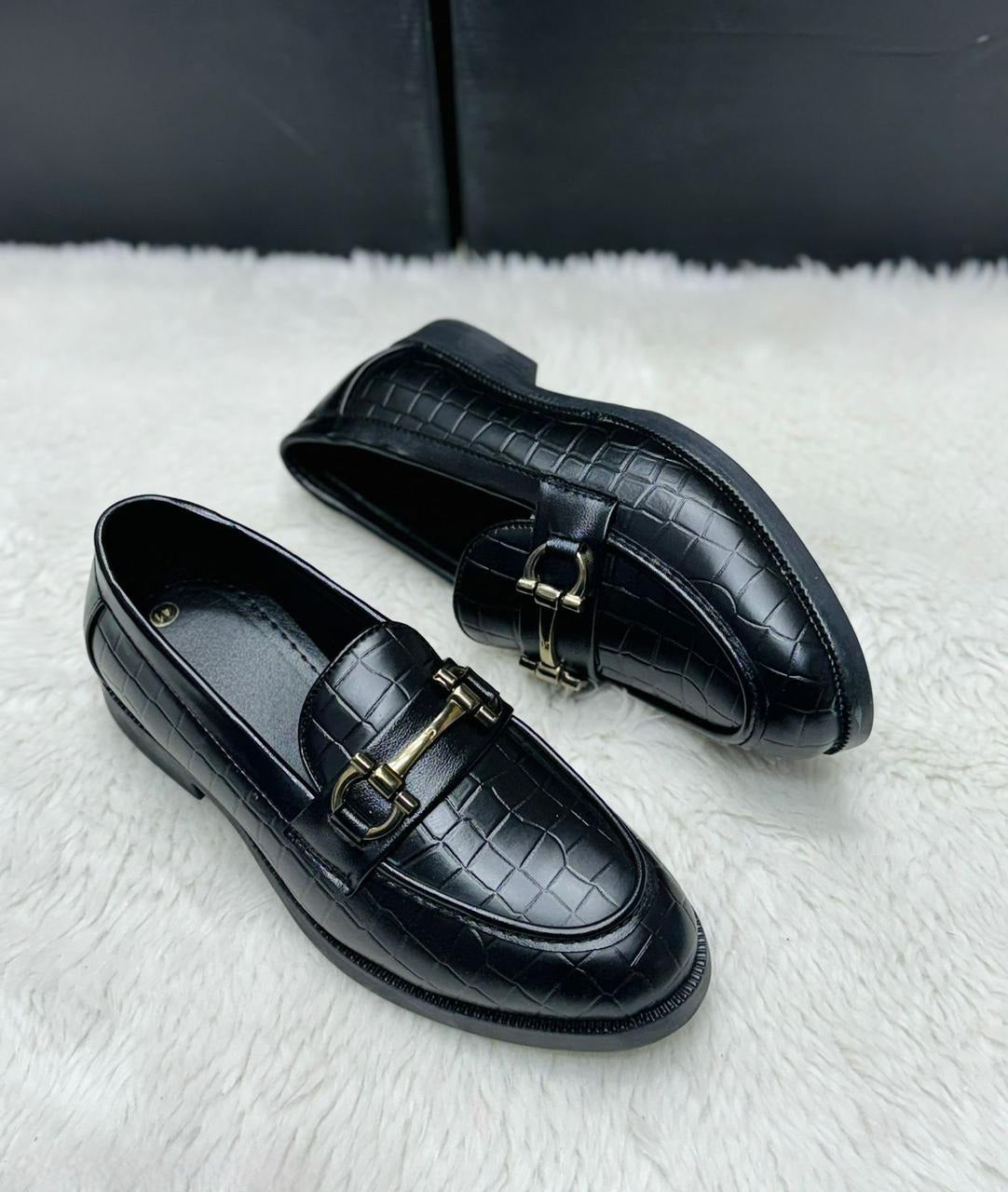 Men's Designer Crocodile Texture Loafers | Premium Faux Leather Black & Brown Slip-Ons (UK 6-10)