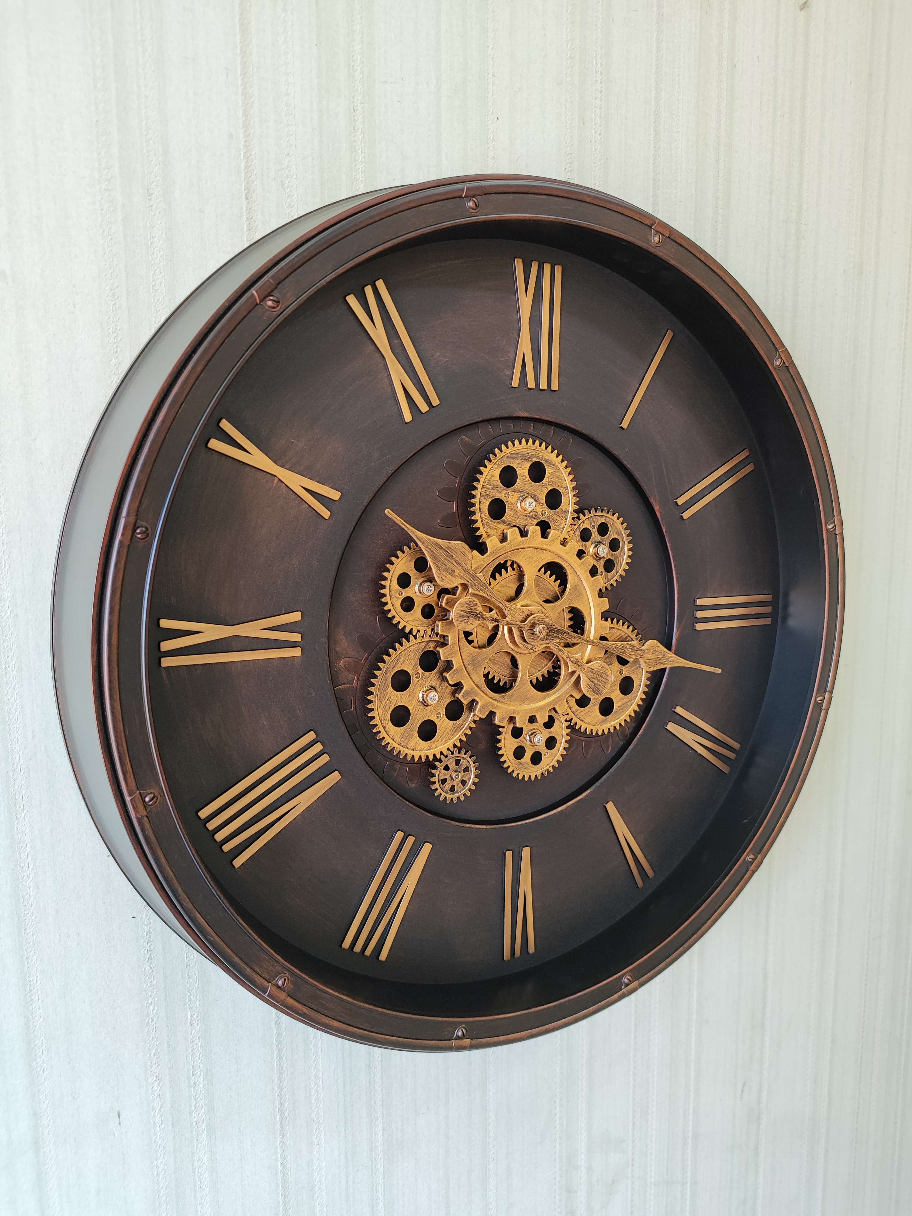 FunkyTradition Retro Style Moving Gear Wall Clock Chronograph Working Wall Watch 52 CM Tall