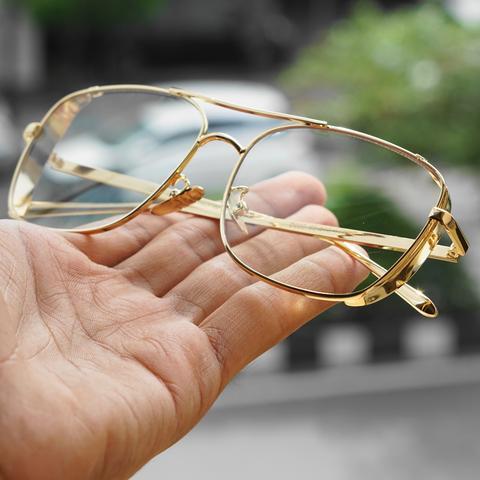 Rectangle Aqua Green And Gold Sunglasses For Men And Women-FunkyTradition