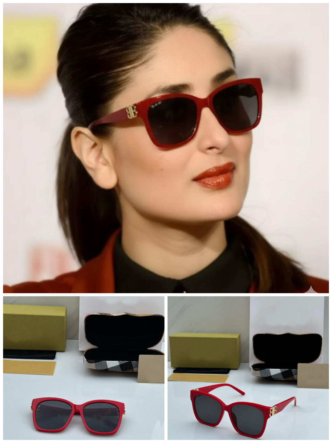 Kareena Kapoor Inspired Oversized Sunglasses for Women – Luxury Bold Shades (Red, Pink, White, Clear)