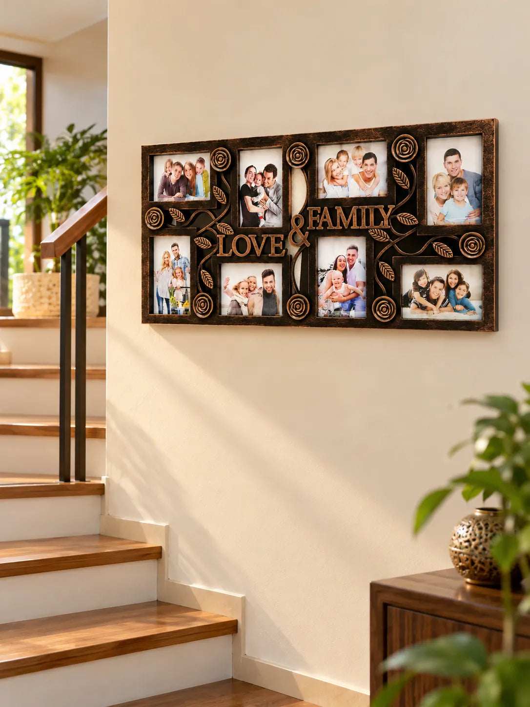 Antique Bronze Love & Family Photo Frame – Multi-Photo Wall Frame | 70 × 34 cm