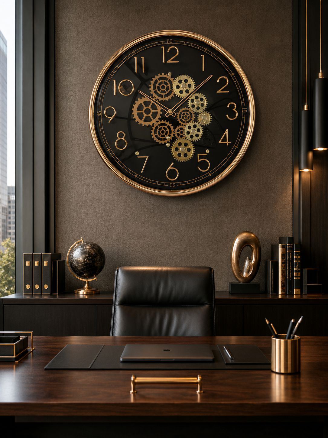 Luxury Gear Wall Clock for Office and Executive Workspace Décor