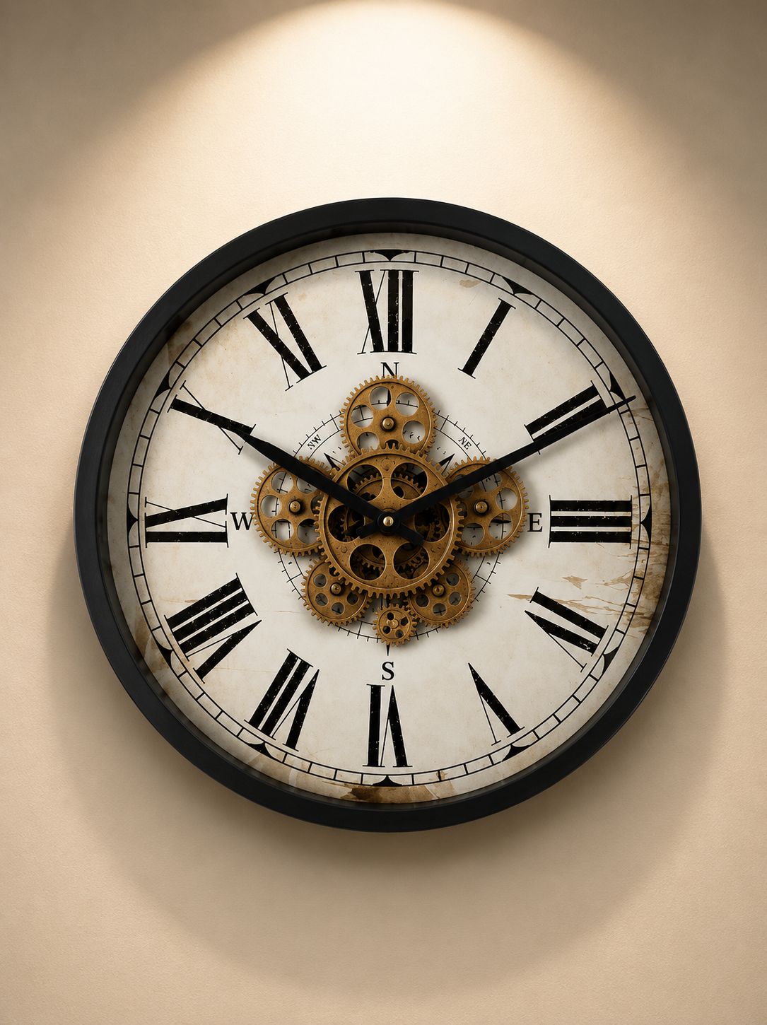 Luxury Vintage Wall Clock Mounted on Elegant Interior Wall