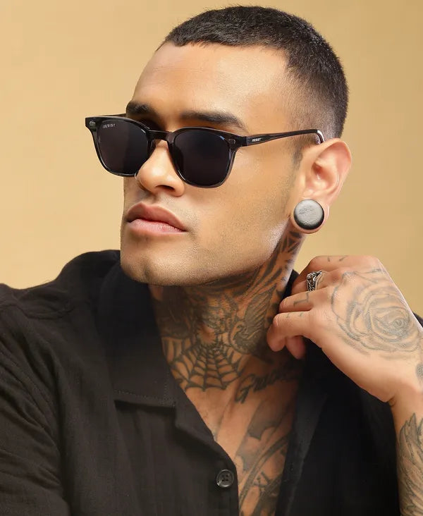 Minimal UV Protected Blue Black Wayfarer Sunglasses For Men & Women- FunkyTradition