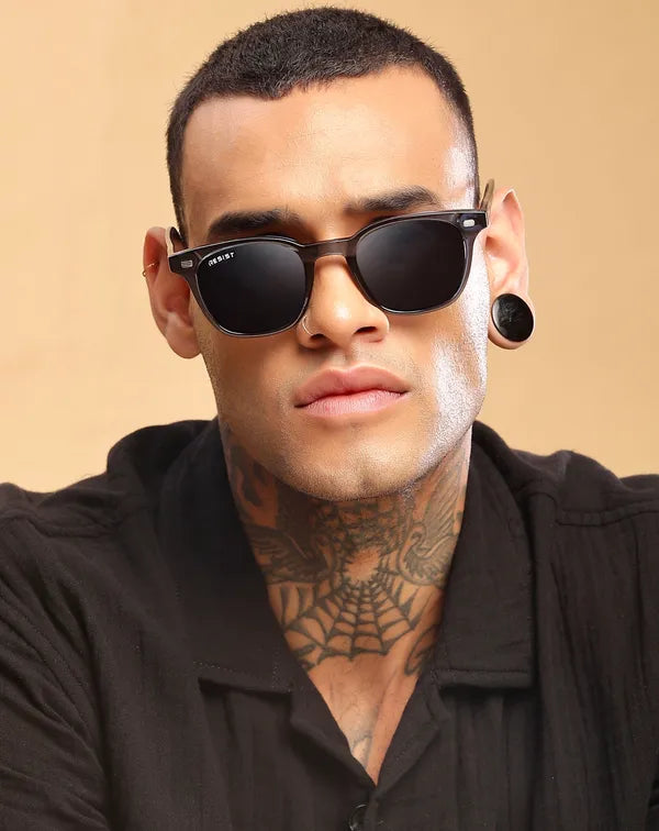 Minimal UV Protected Blue Black Wayfarer Sunglasses For Men & Women- FunkyTradition