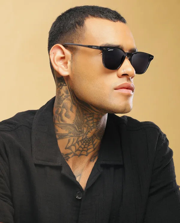 Minimal UV Protected Blue Black Wayfarer Sunglasses For Men & Women- FunkyTradition